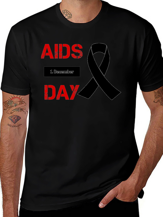AIDS Awareness T-Shirt - Black Ribbon Design