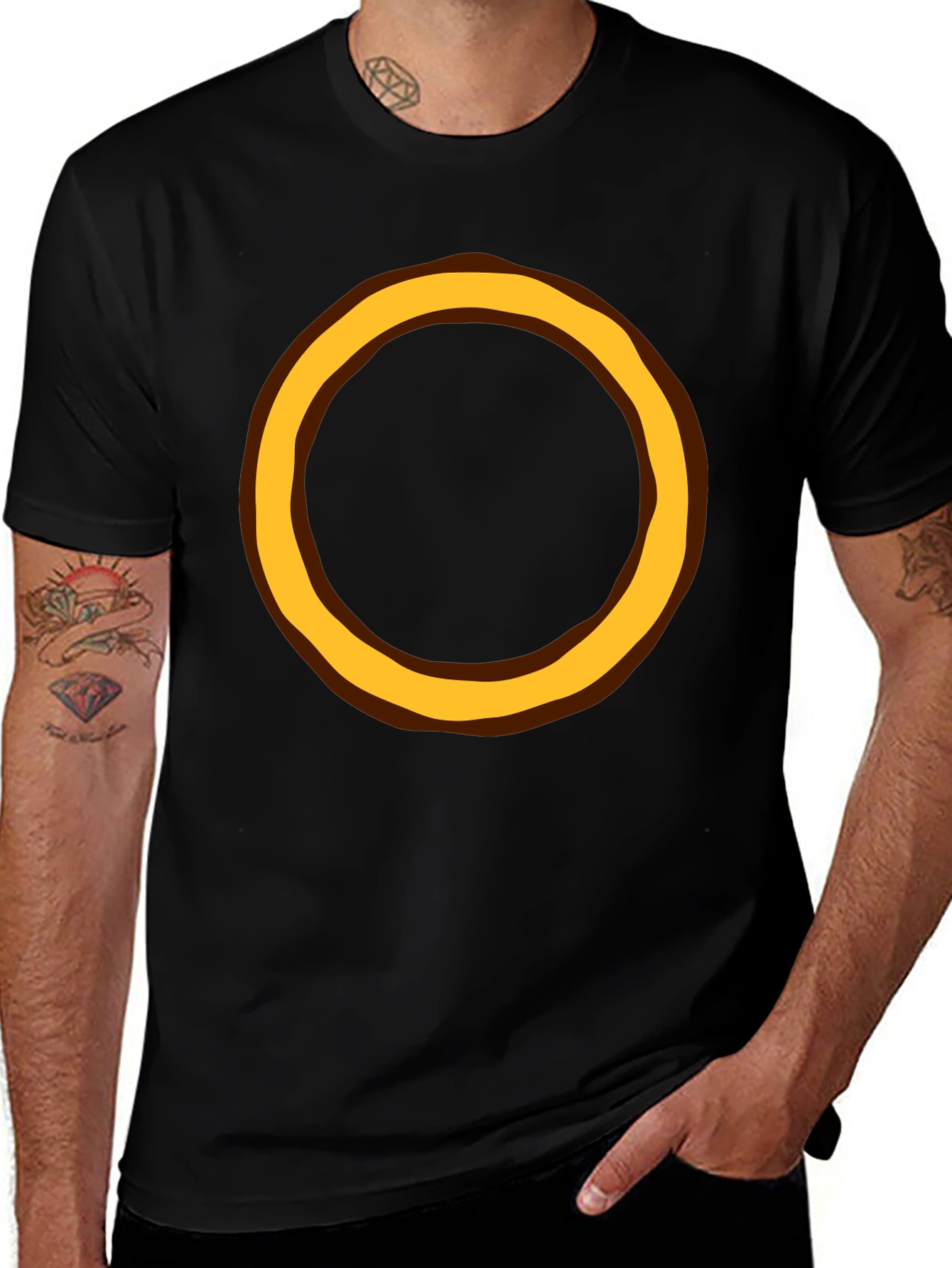 Circular Design Black T-Shirt