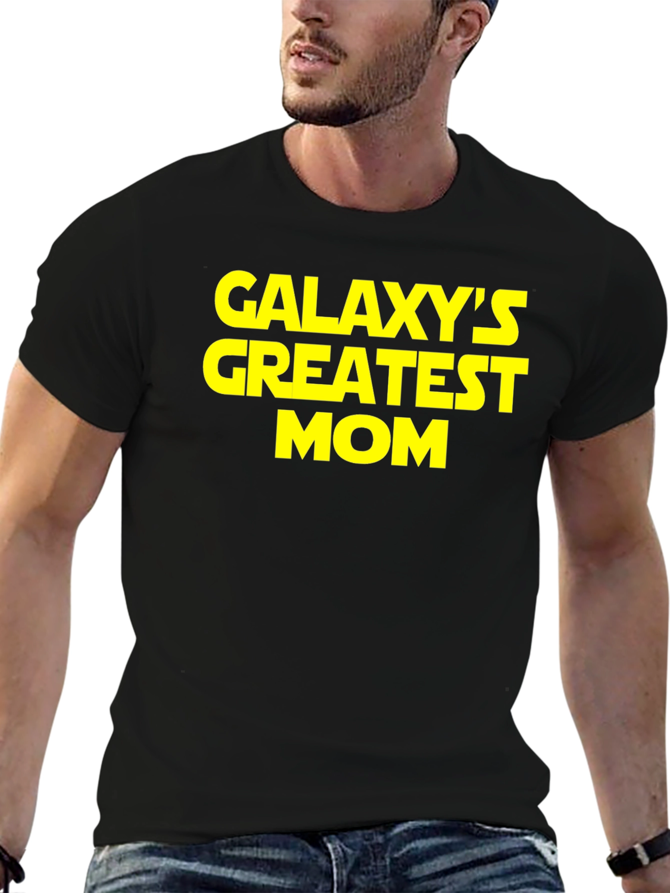 Galaxys Greatest Mom Graphic T-Shirt - Black Cotton