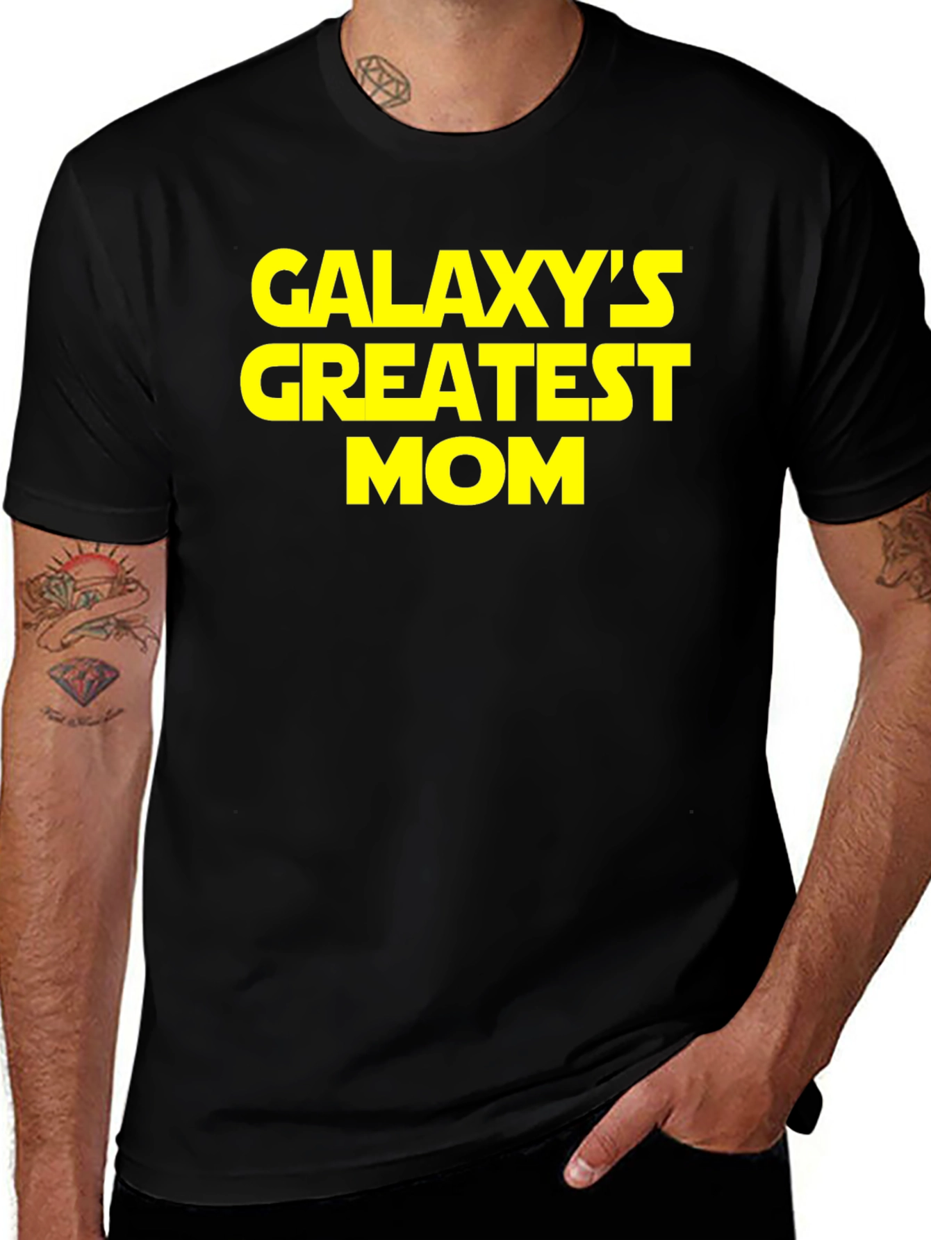 Galaxys Greatest Mom Graphic T-Shirt - Black Cotton