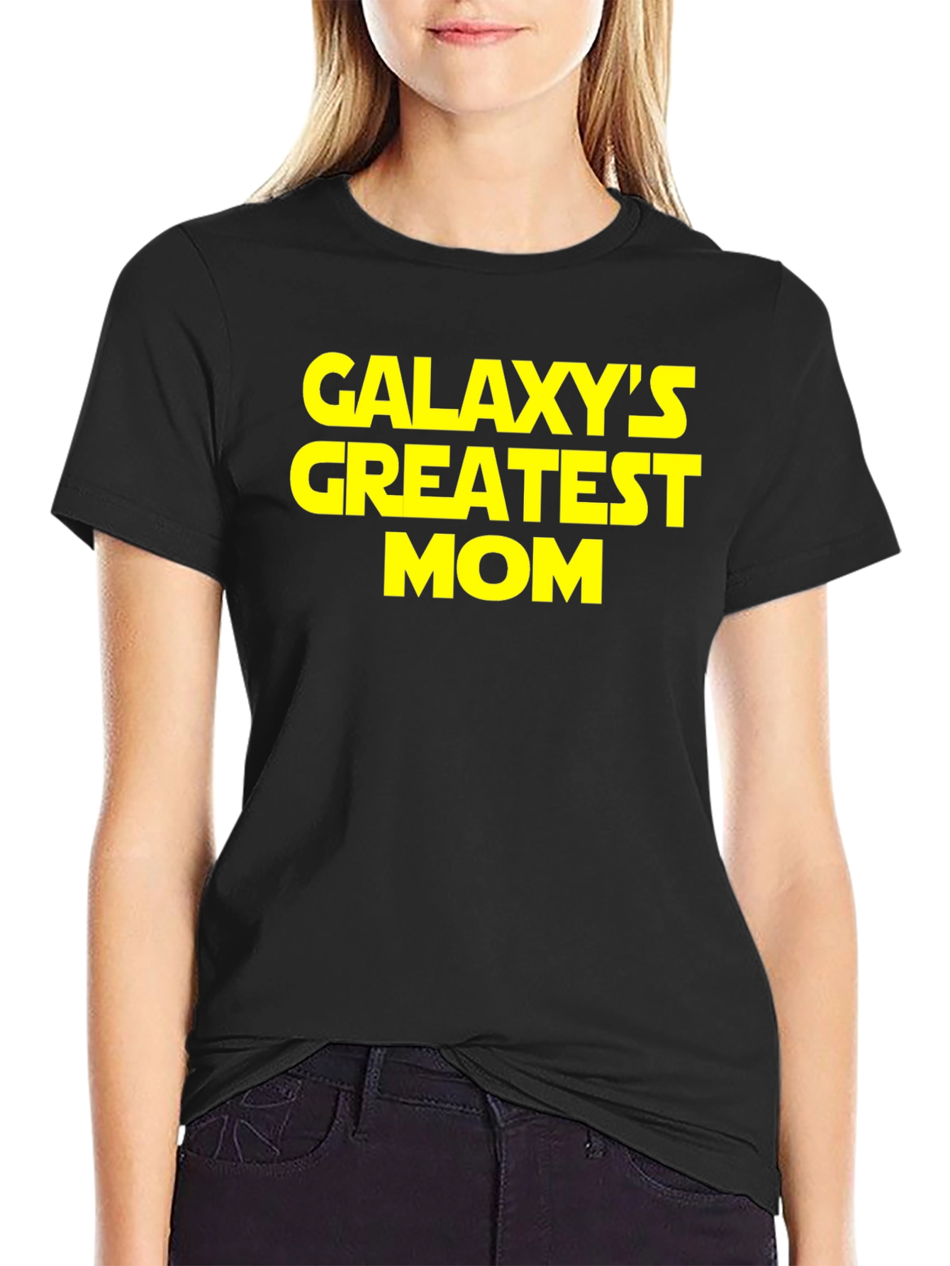 Galaxys Greatest Mom Graphic T-Shirt - Black Cotton