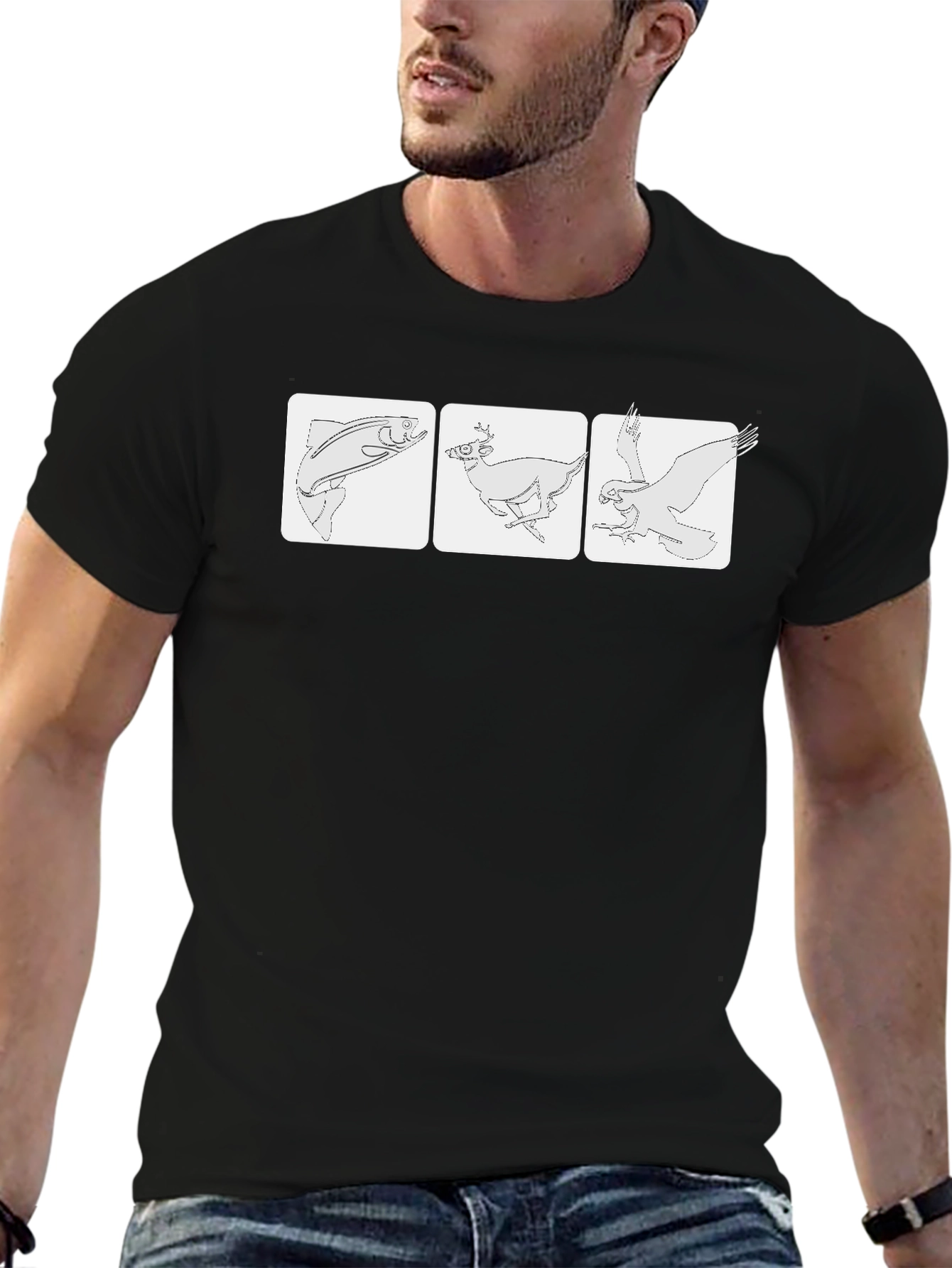 Outdoor Animal Graphic T-Shirt - Black