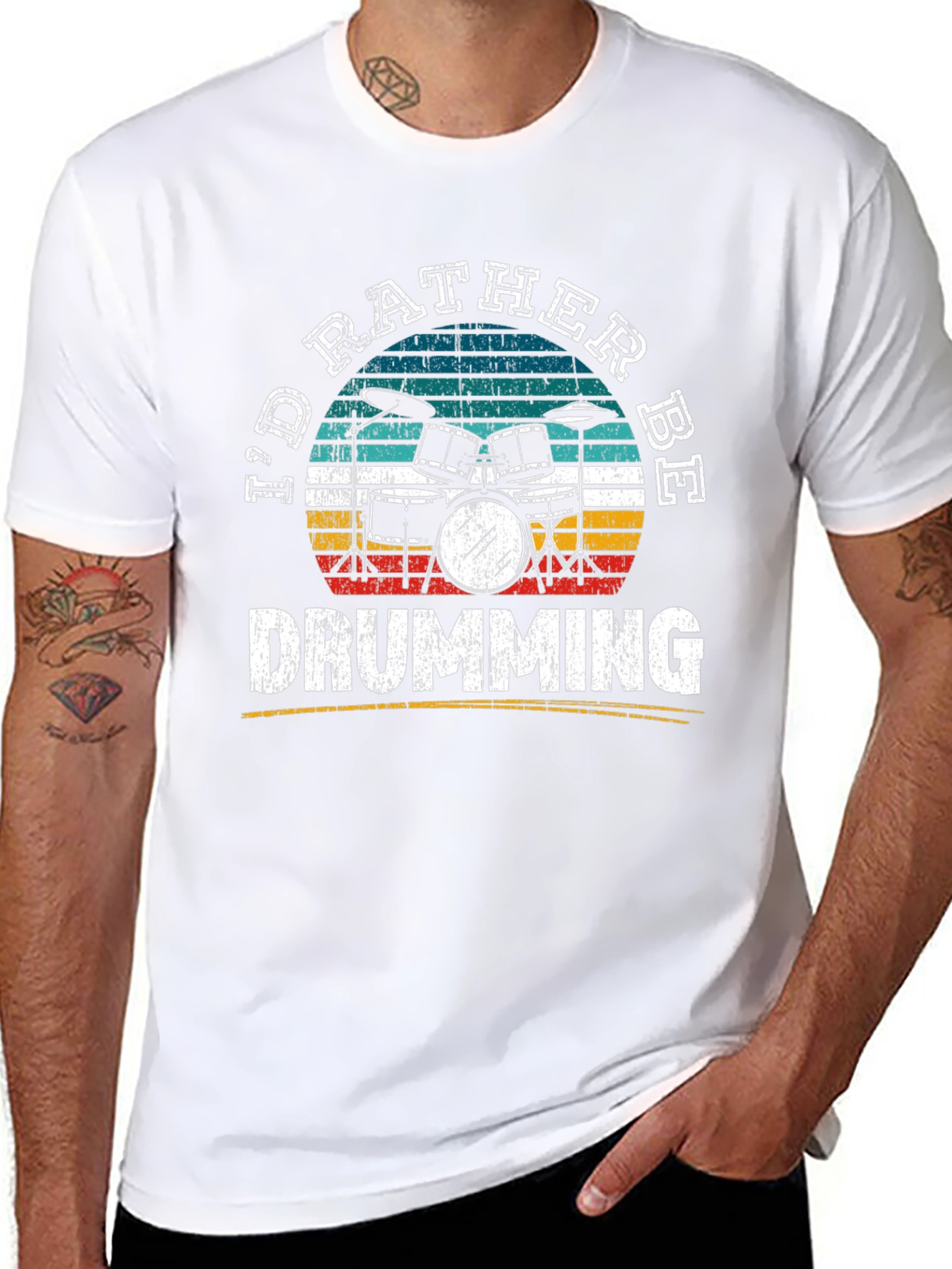 Id Rather Be Drumming Retro T-Shirt