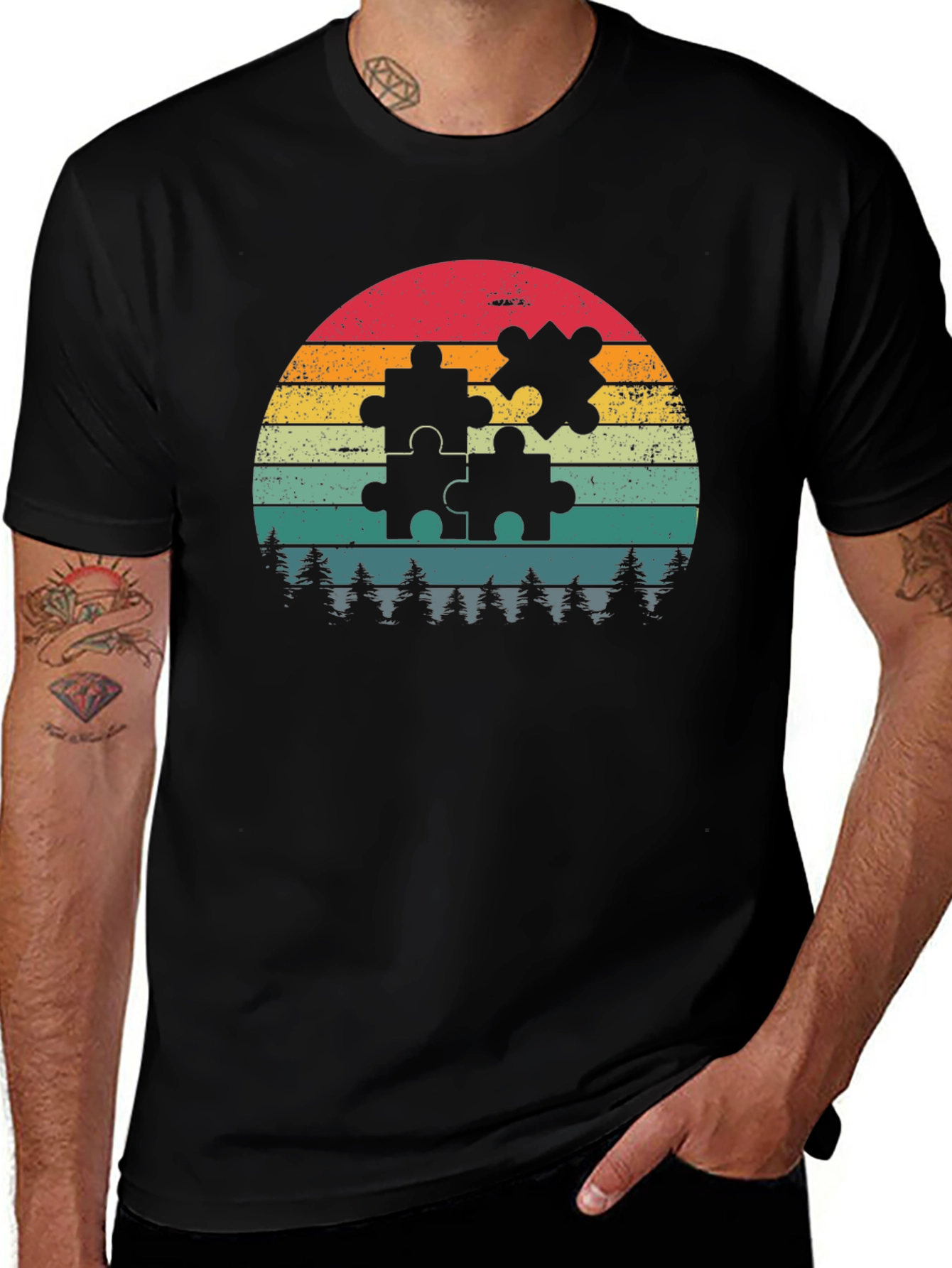 Retro Puzzle Piece Graphic Tee