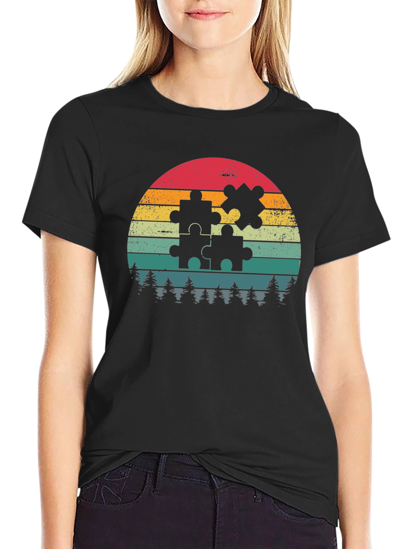 Retro Puzzle Piece Graphic Tee