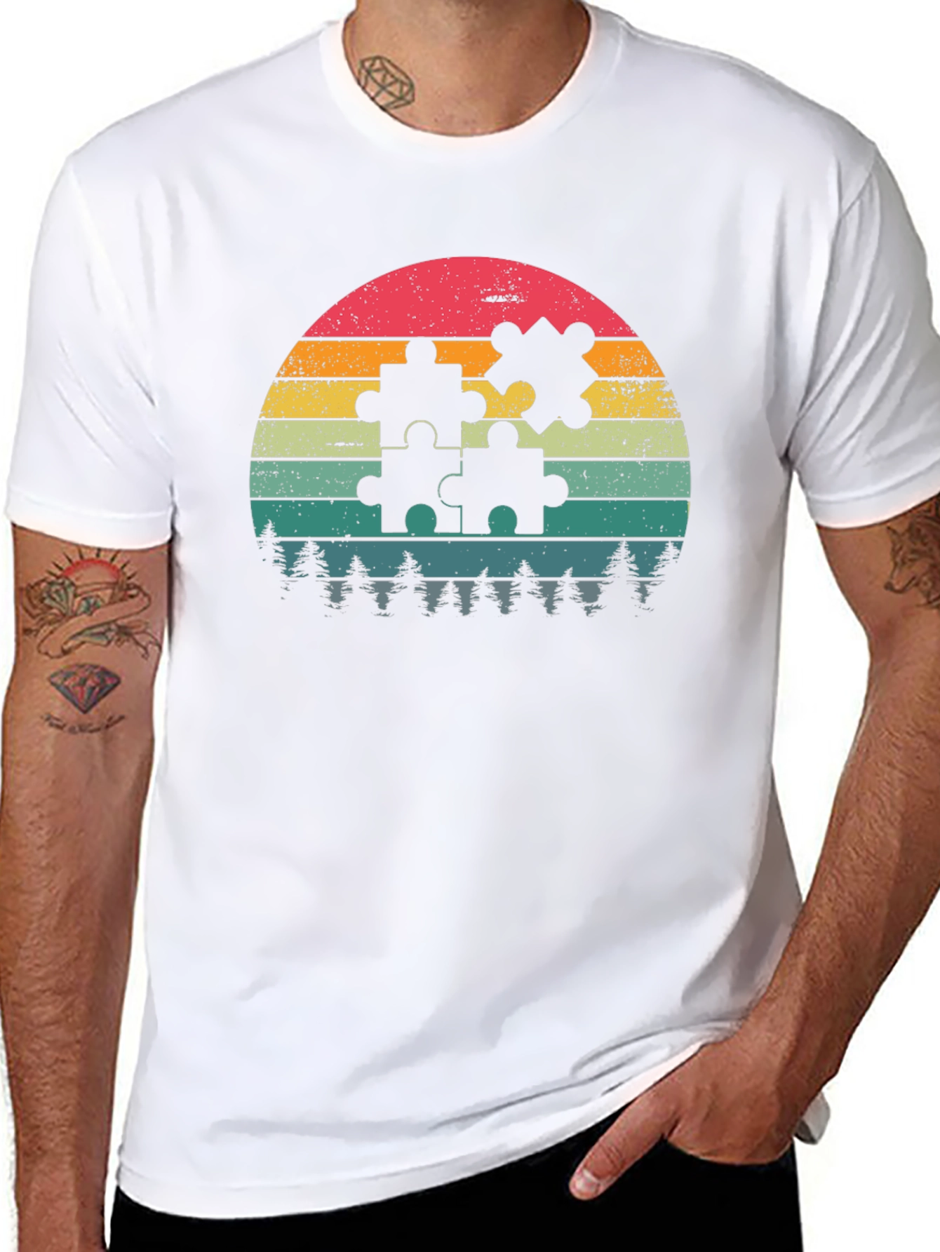 Retro Puzzle Piece Graphic Tee