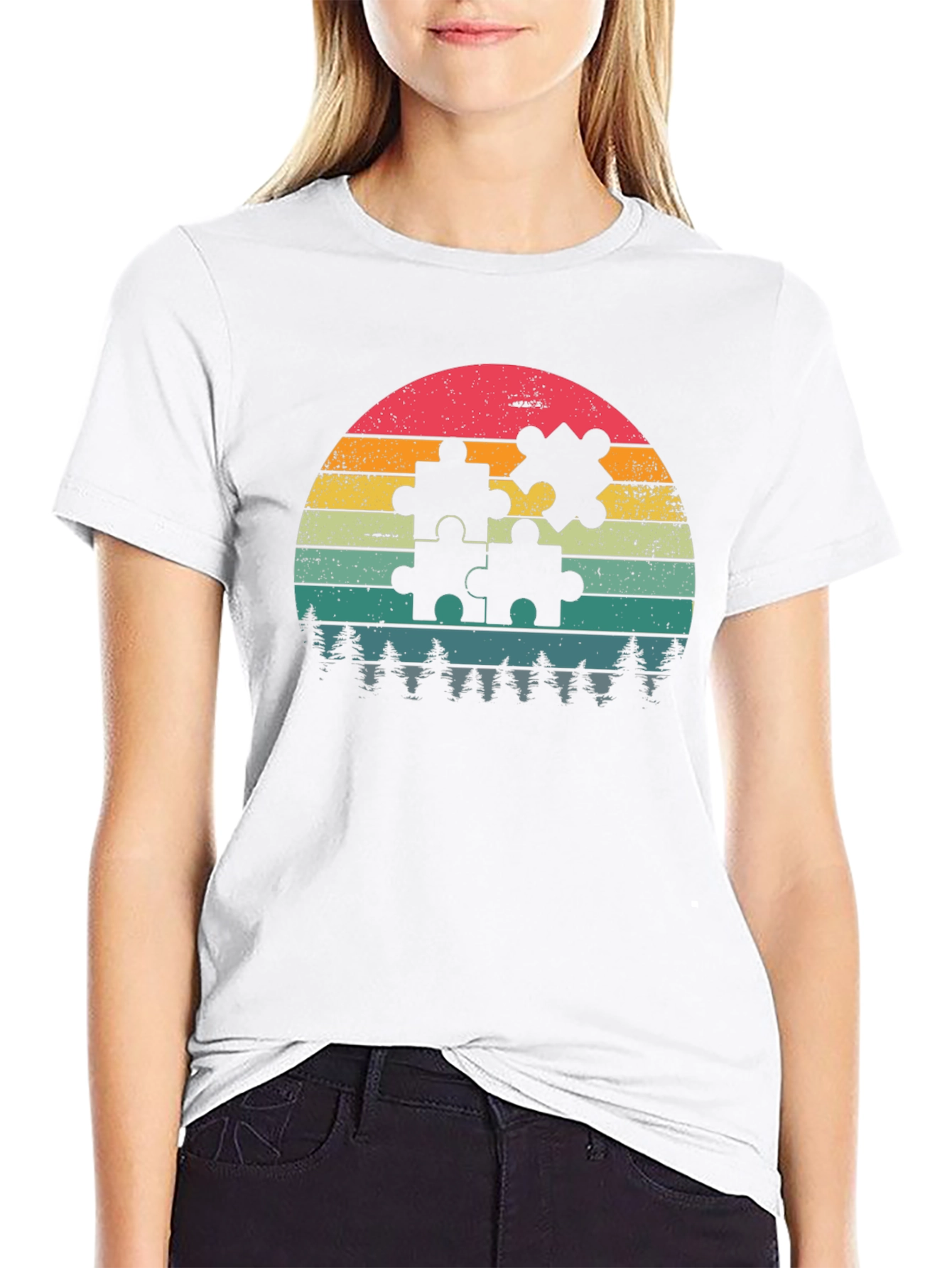 Retro Puzzle Piece Graphic Tee