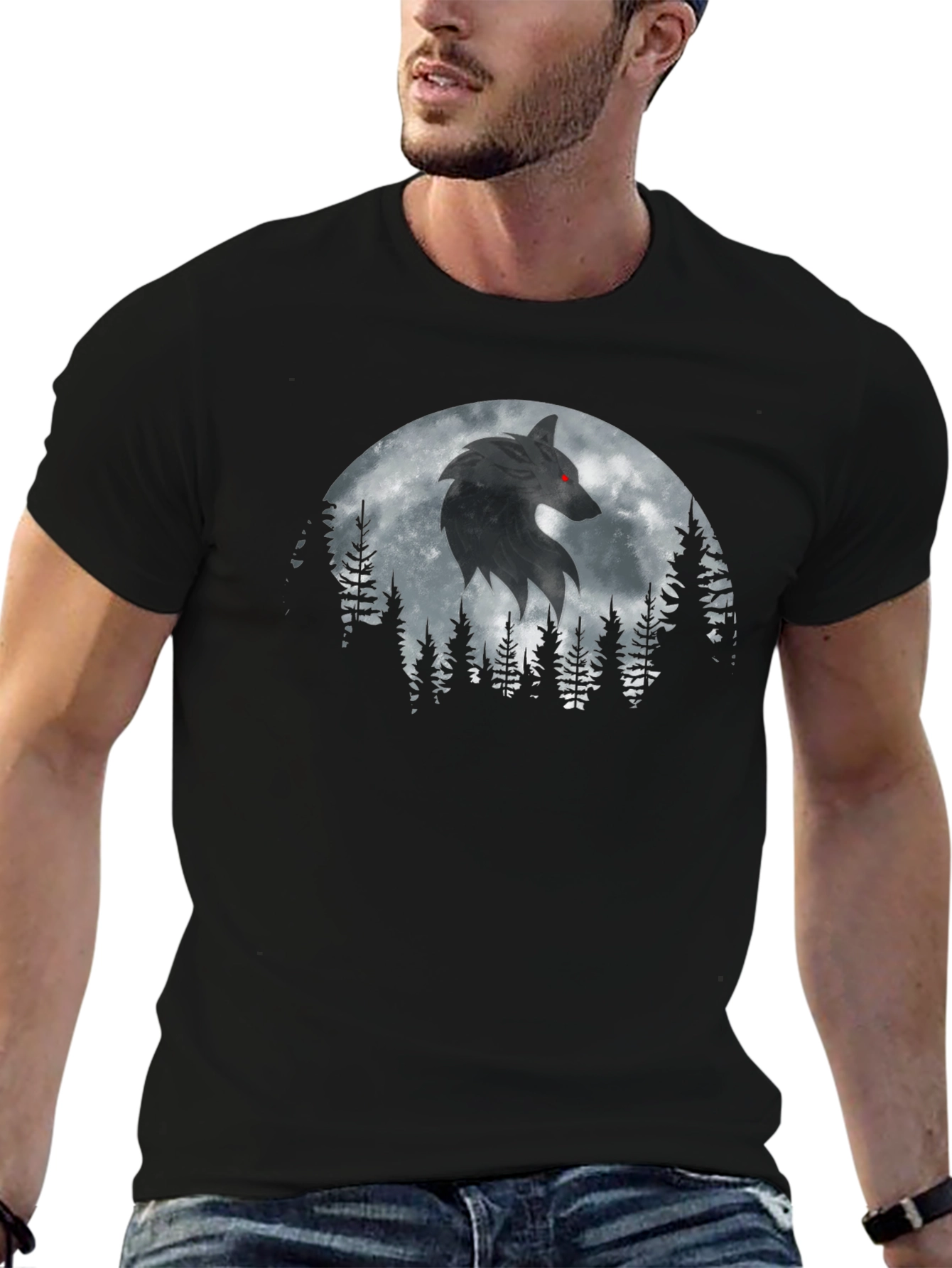 Wolf Moon Forest Graphic T-Shirt