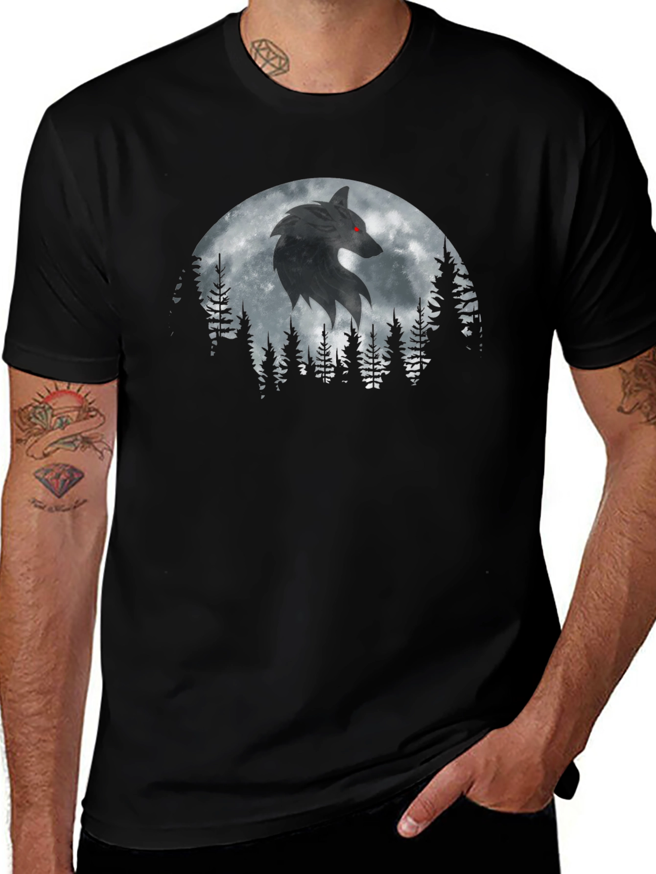 Wolf Moon Forest Graphic T-Shirt