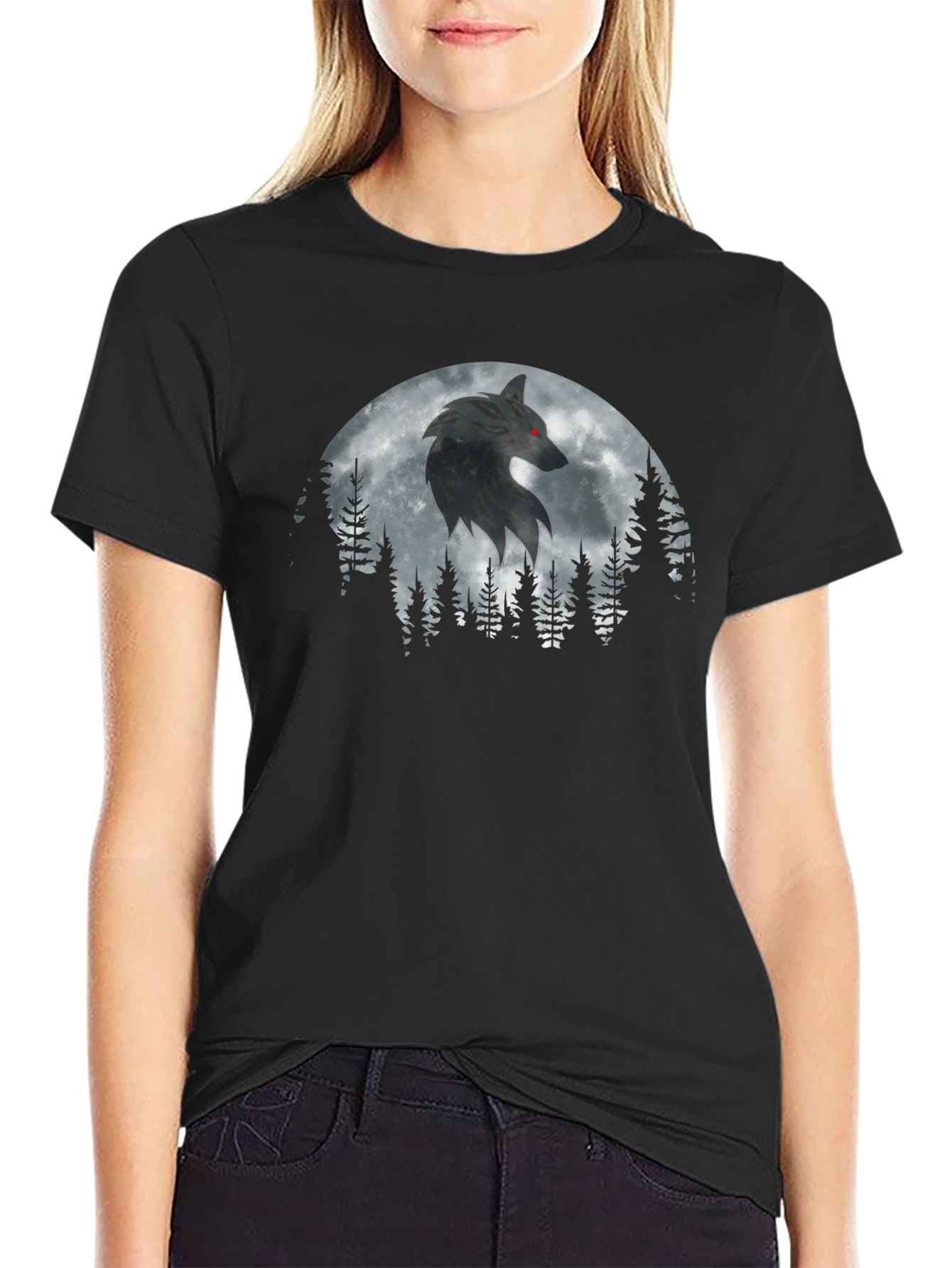 Wolf Moon Forest Graphic T-Shirt