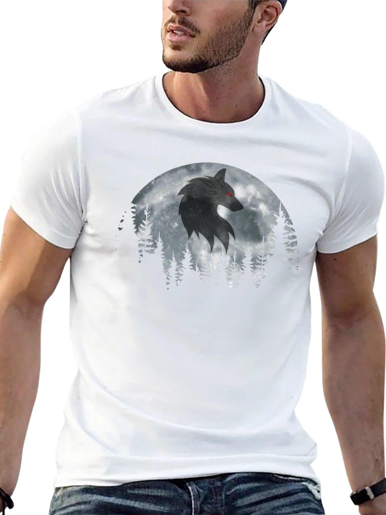Wolf Moon Forest Graphic T-Shirt
