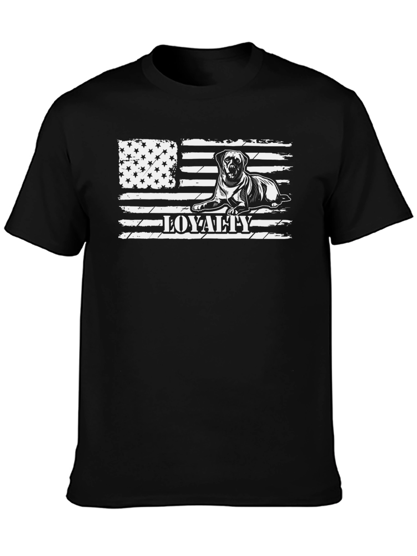 Loyalty Dog American Flag Black T-Shirt