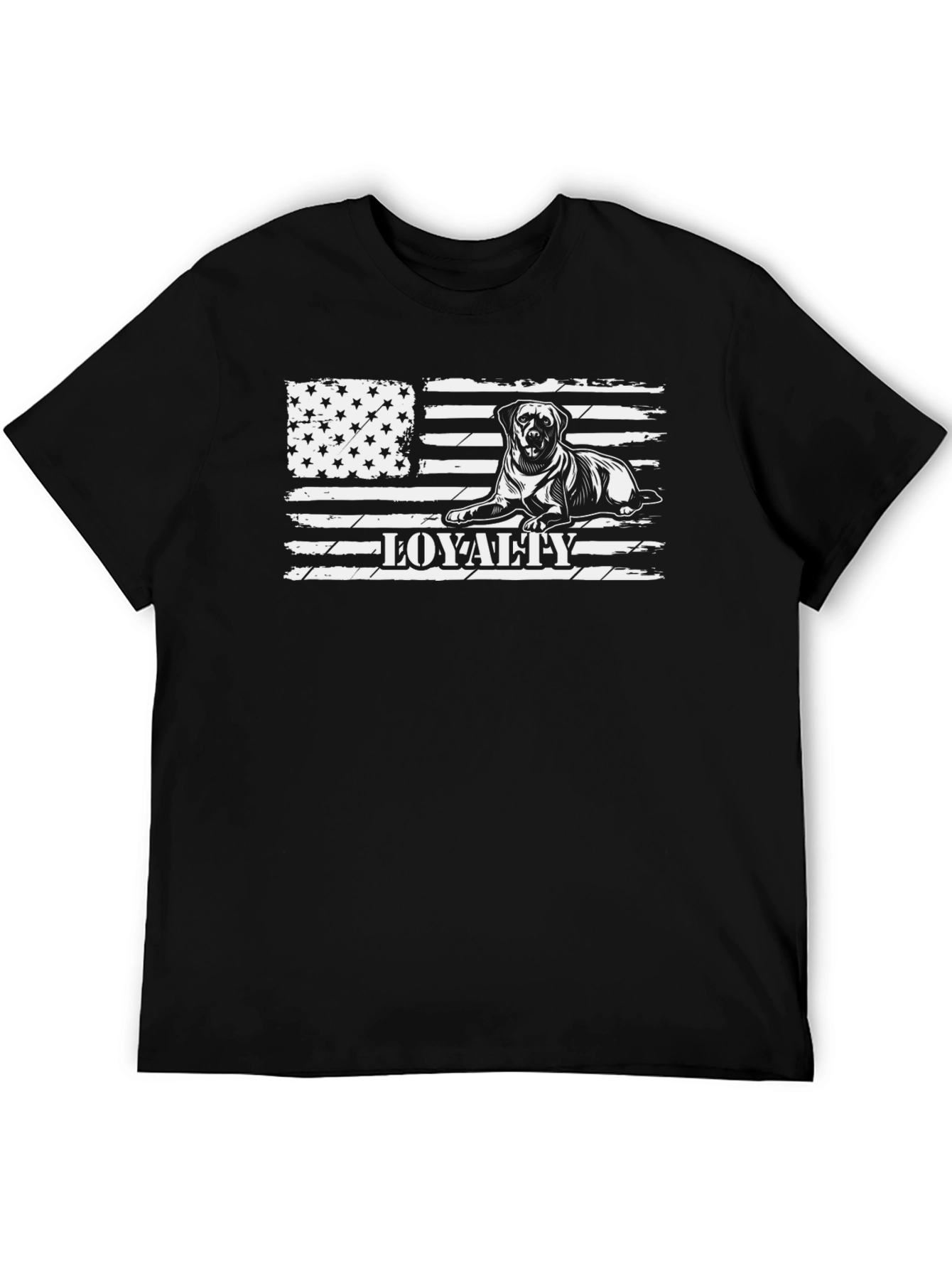 Loyalty Dog American Flag Black T-Shirt