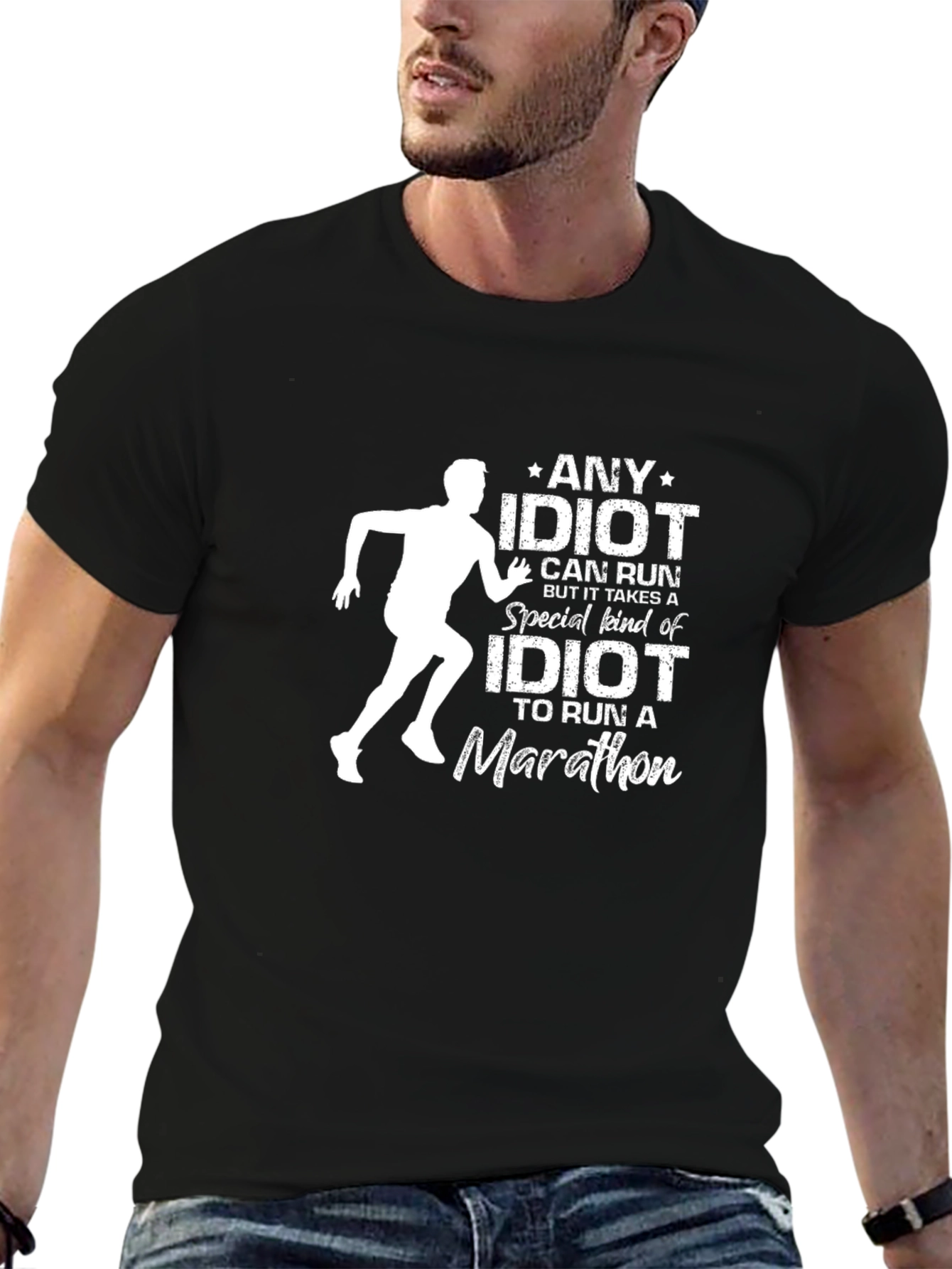 Marathon Idiot Graphic Tee Funny Running Shirt