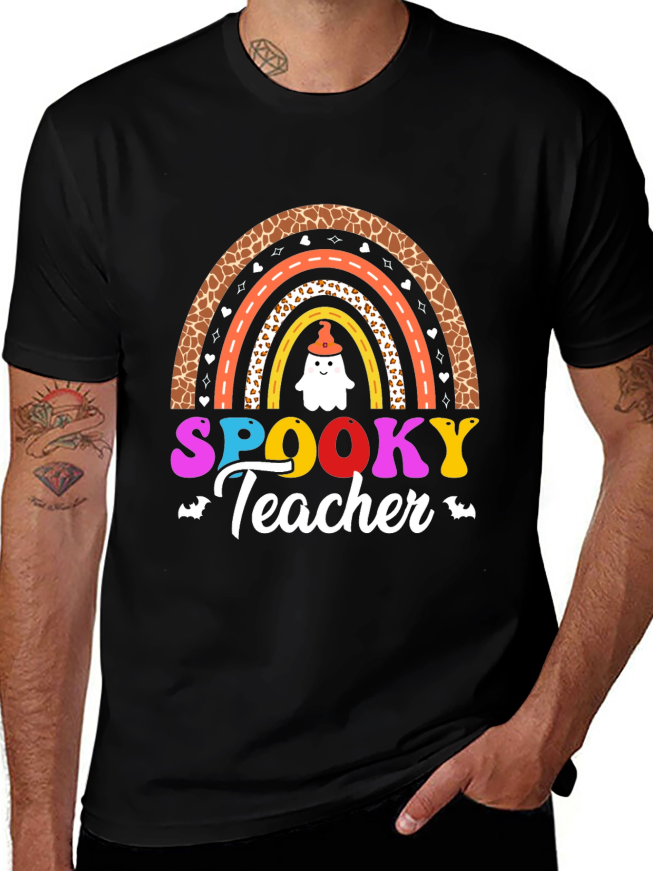 Spooky Teacher Halloween Rainbow T-Shirt