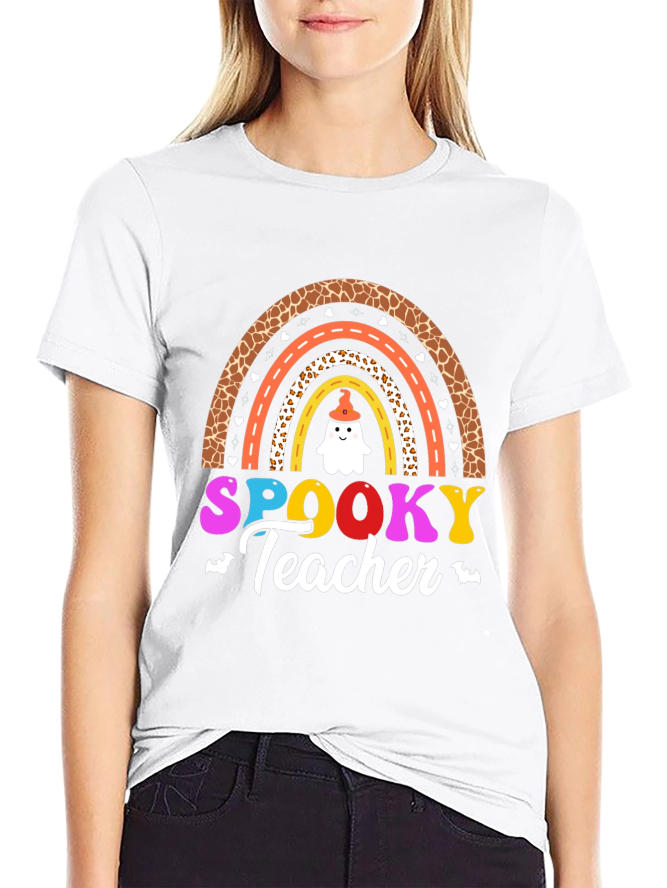 Spooky Teacher Halloween Rainbow T-Shirt