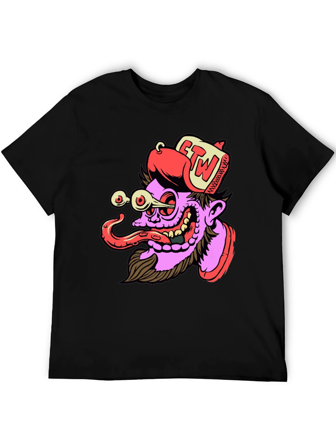 Cartoon Graphic Print Black T-Shirt