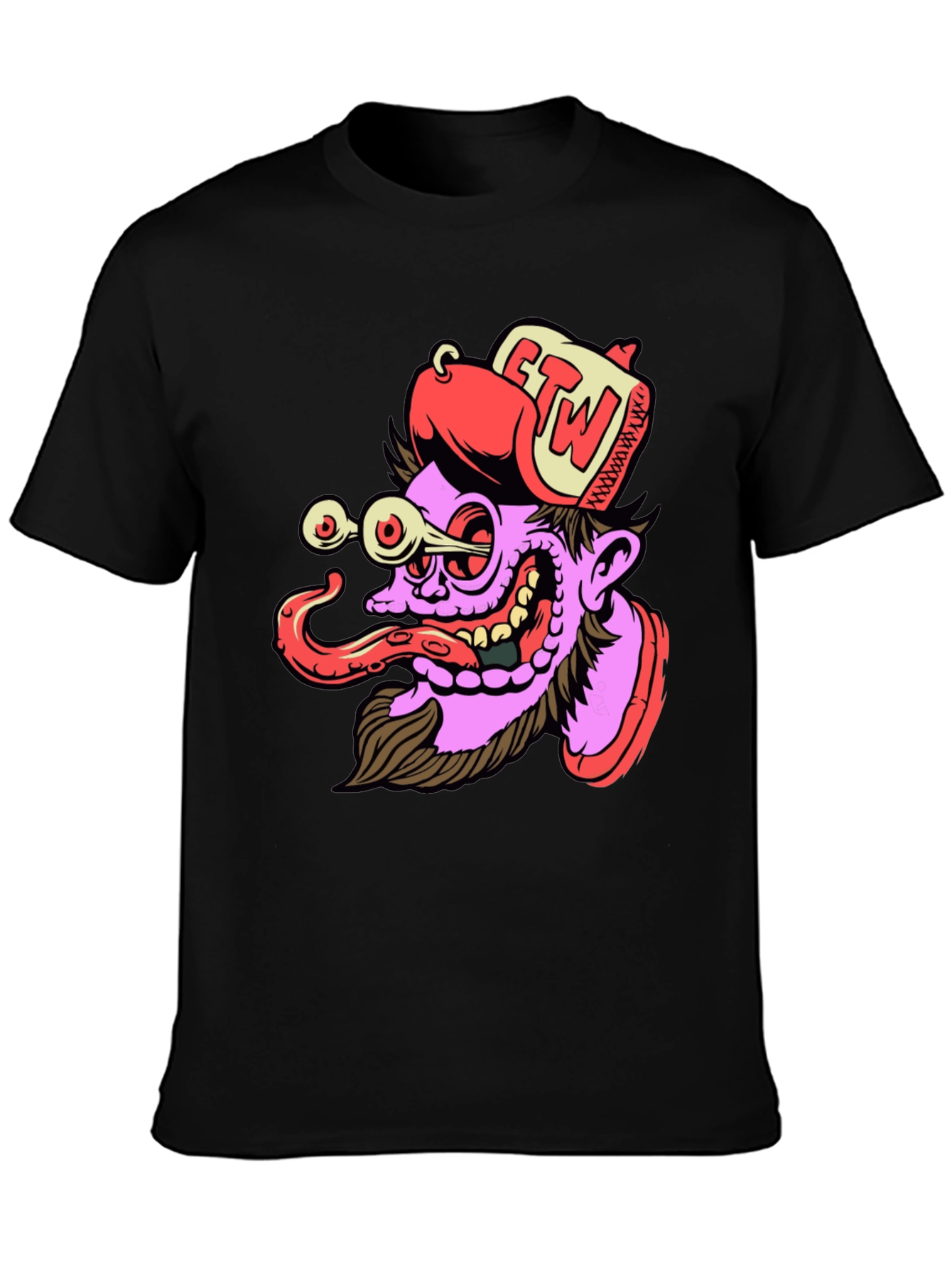 Cartoon Graphic Print Black T-Shirt