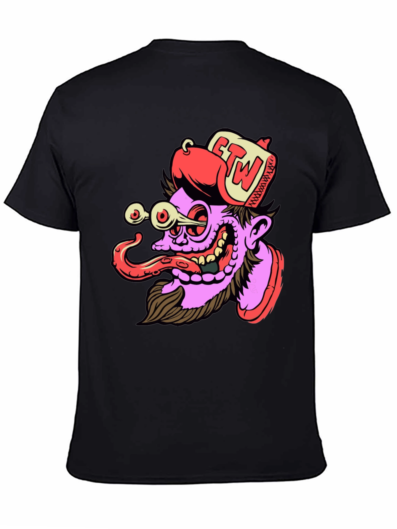 Cartoon Graphic Print Black T-Shirt