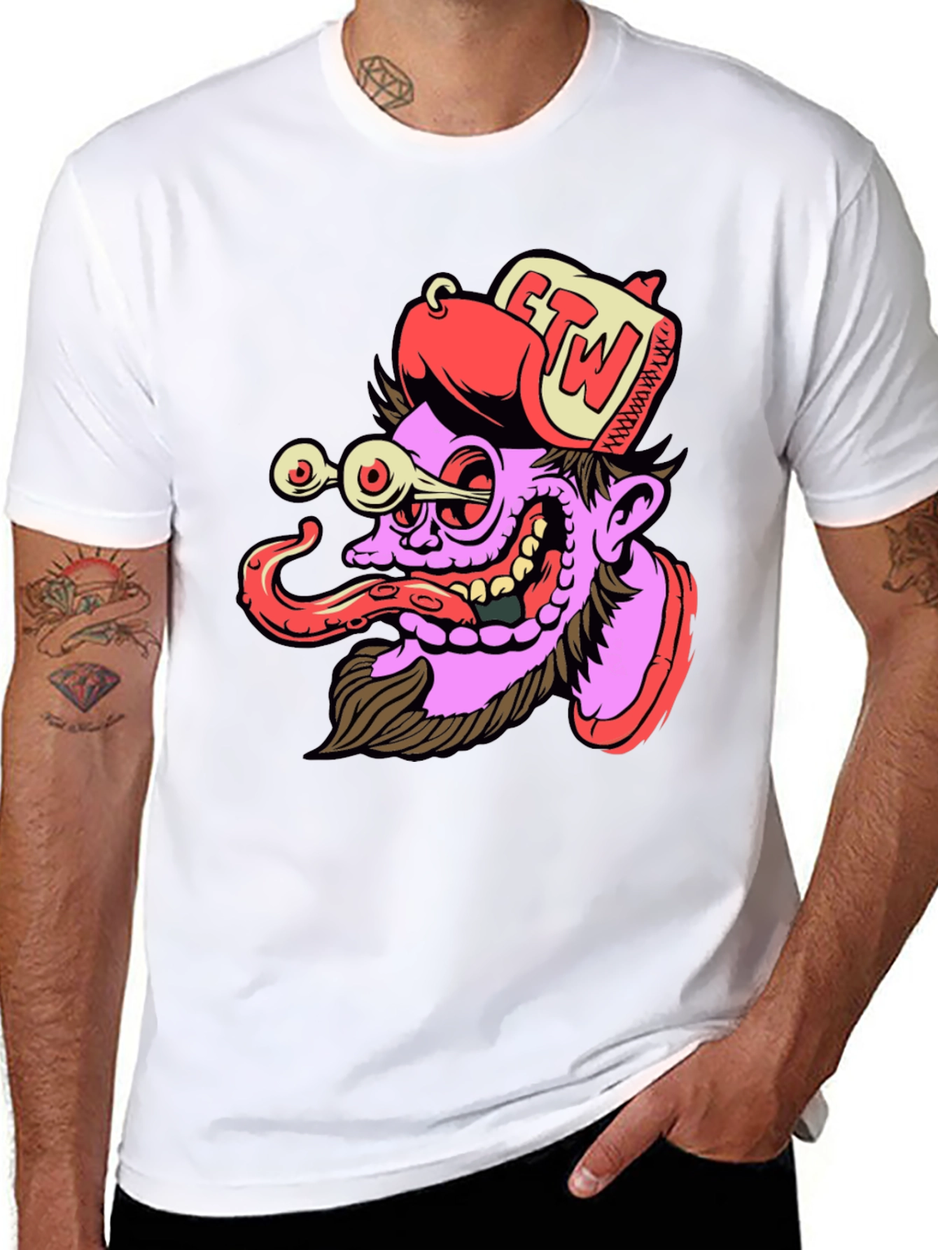 Cartoon Graphic Print Black T-Shirt