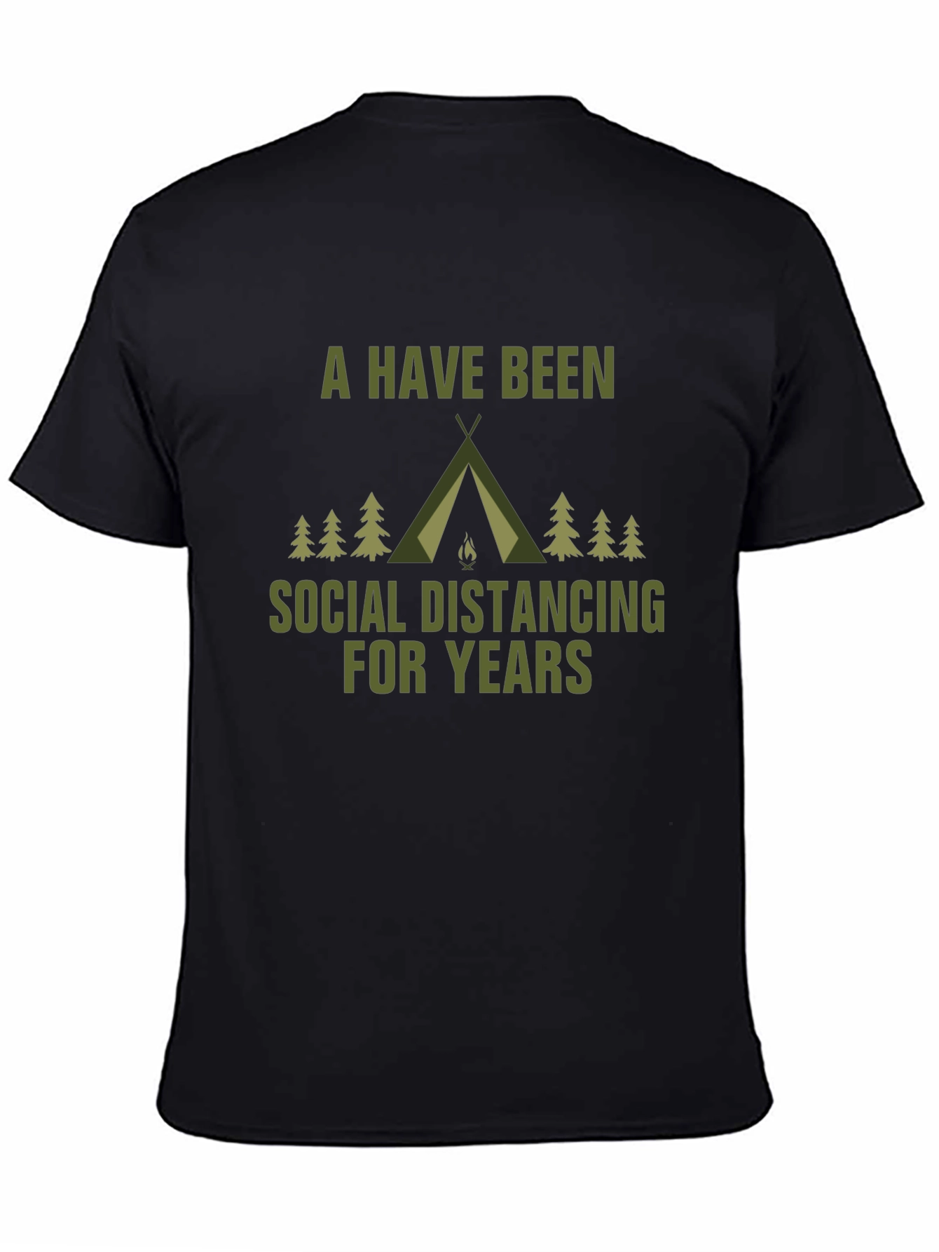 Social Distancing Camping T-Shirt - Black