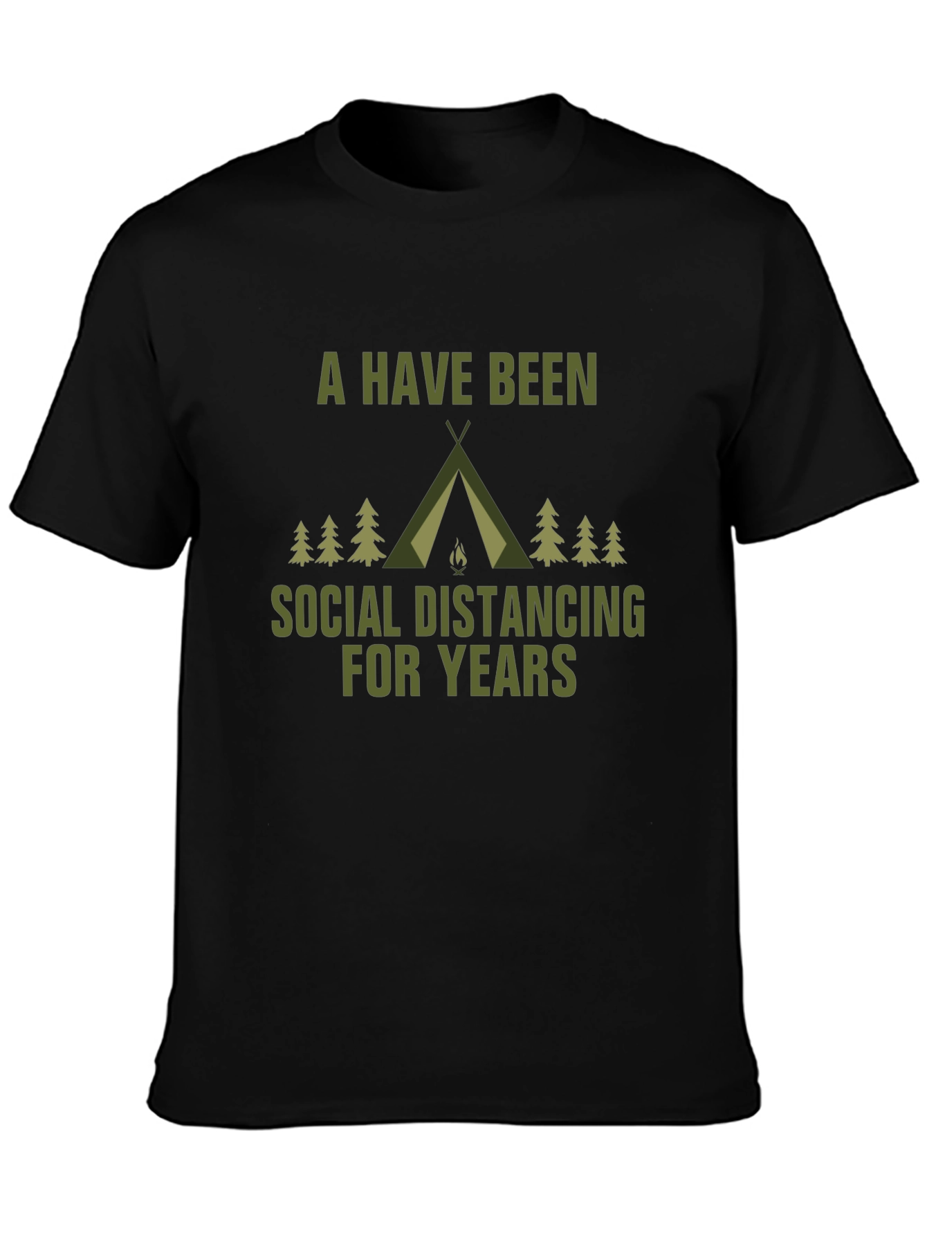 Social Distancing Camping T-Shirt - Black