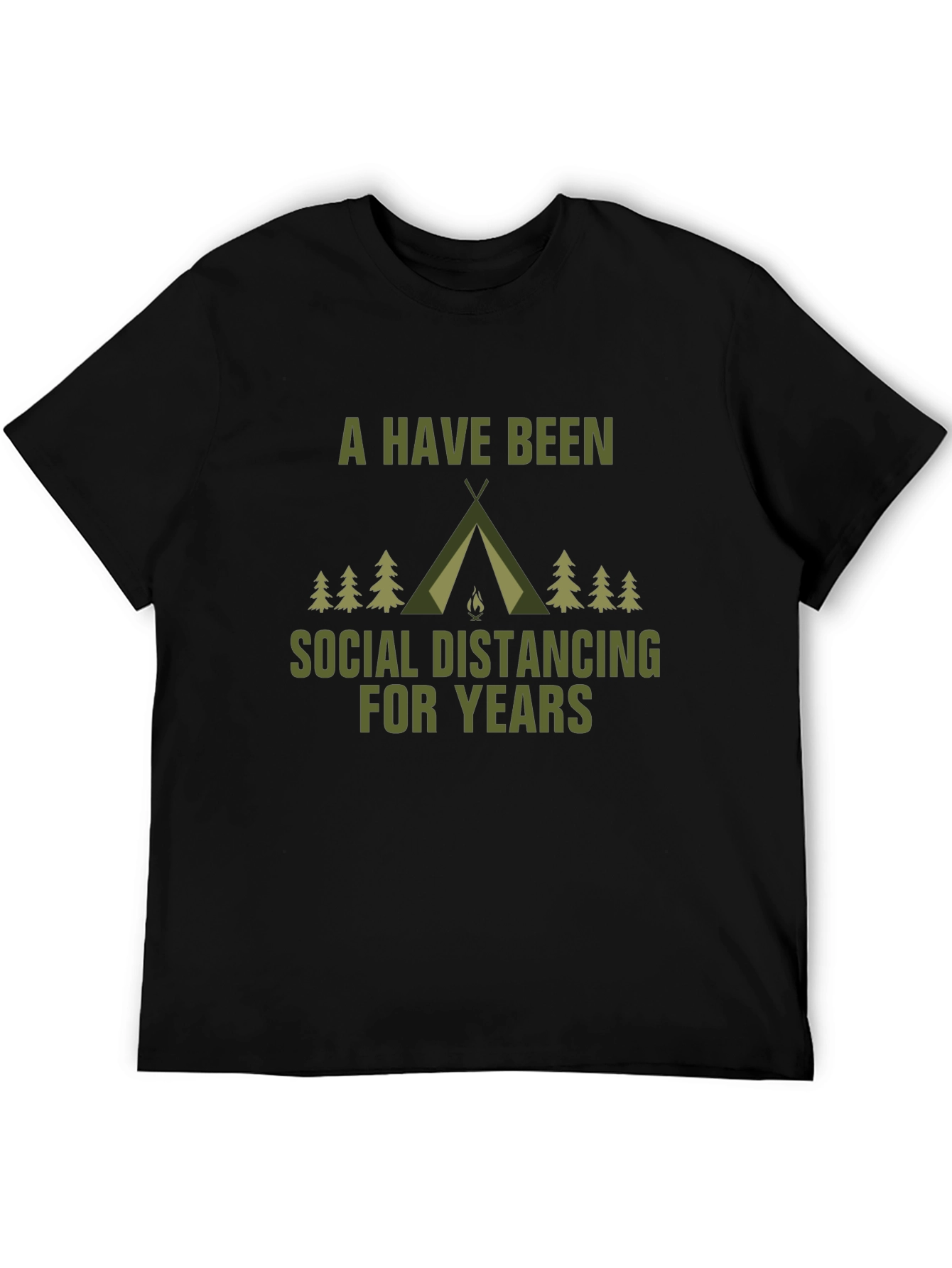 Social Distancing Camping T-Shirt - Black