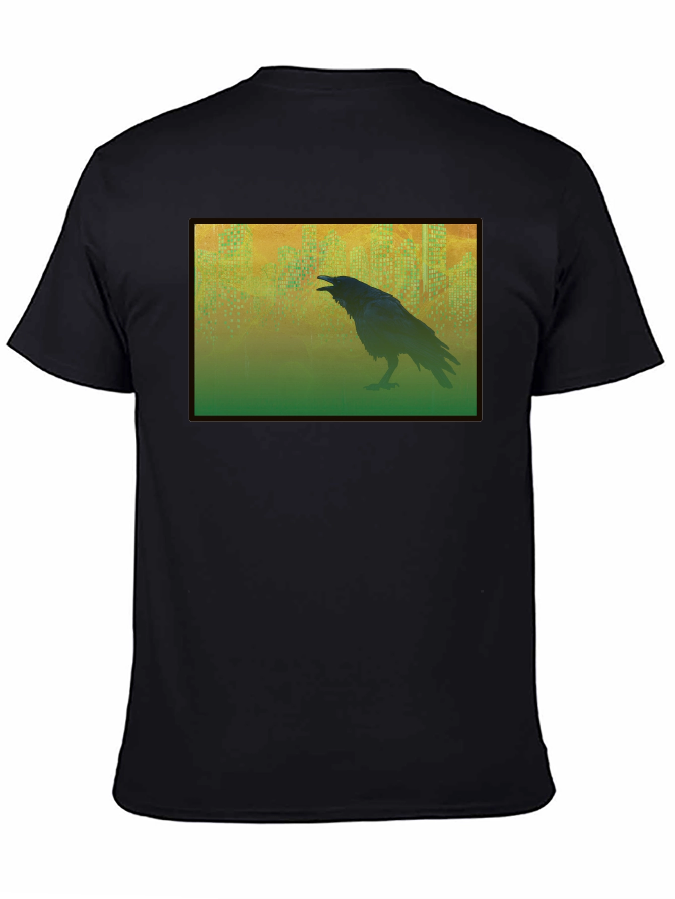 Raven Cityscape Graphic Tee - Mens Black T-Shirt