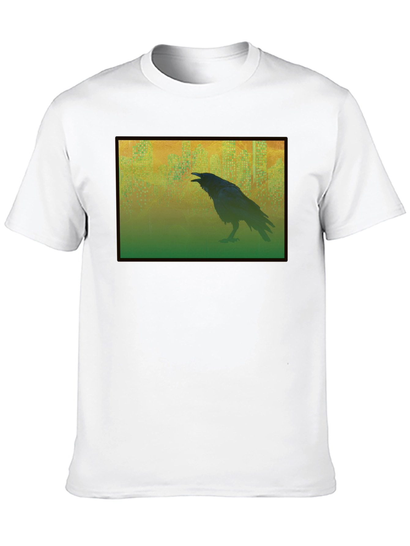 Raven Cityscape Graphic Tee - Mens Black T-Shirt