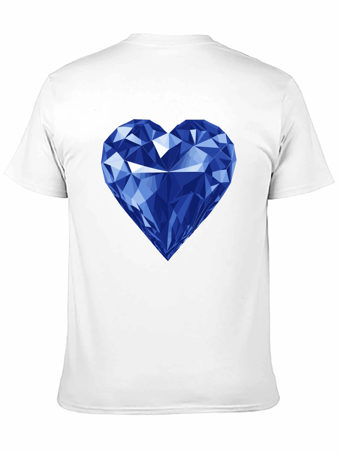 Blue Diamond Heart Graphic Black T-Shirt