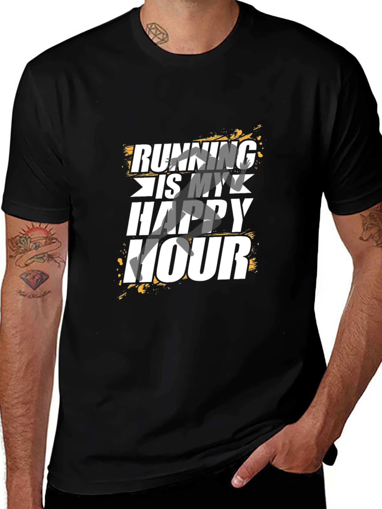 Running is My Happy Hour Black T-Shirt