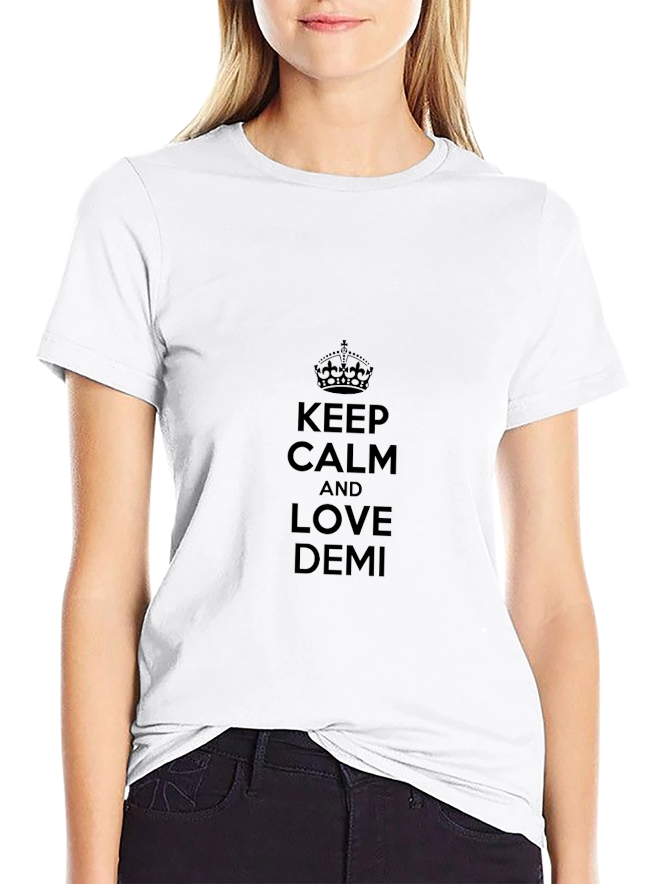 Keep Calm and Love Demi Black T-Shirt