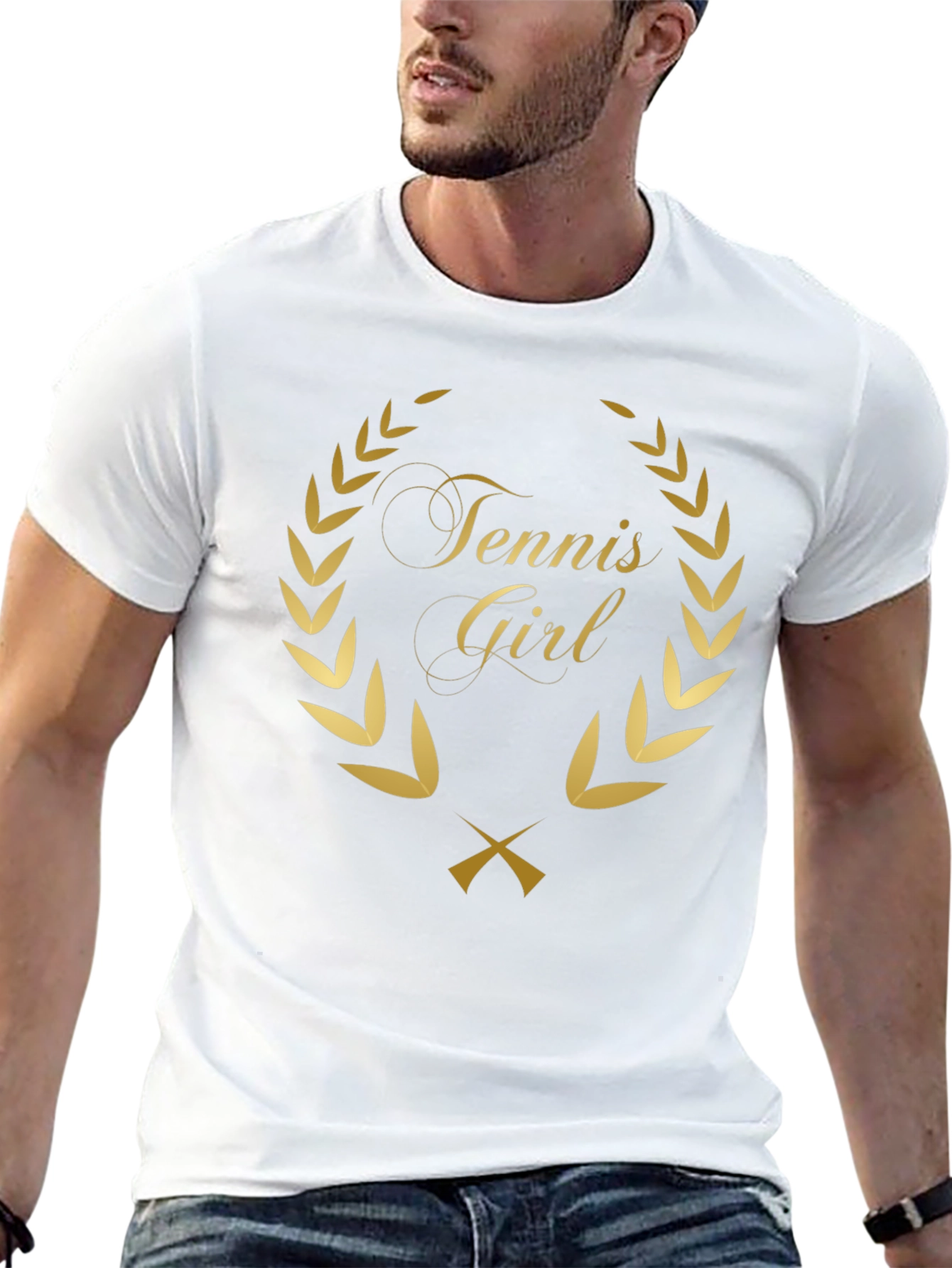 Tennis Girl T-Shirt - Gold Wreath Design