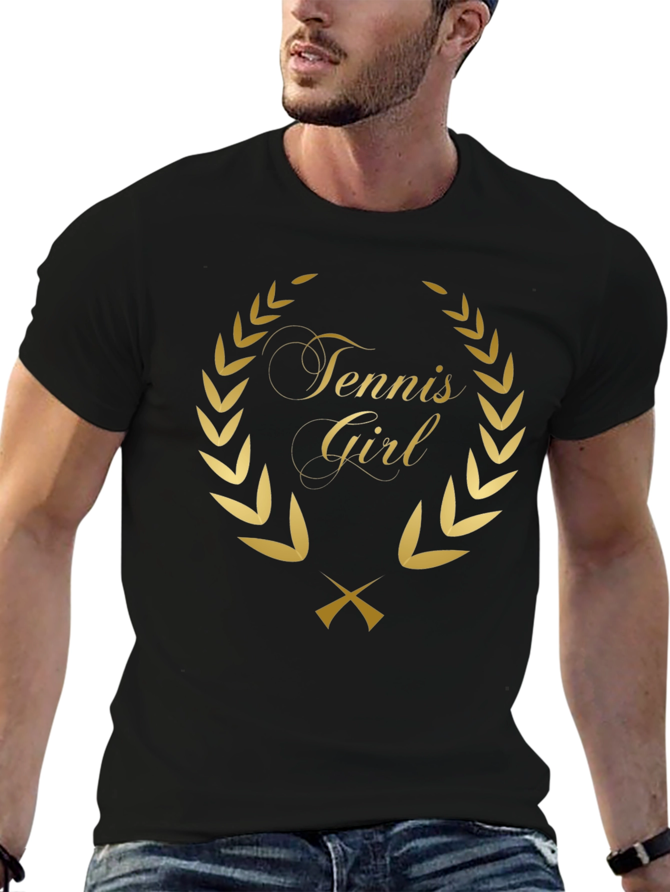 Tennis Girl T-Shirt - Gold Wreath Design