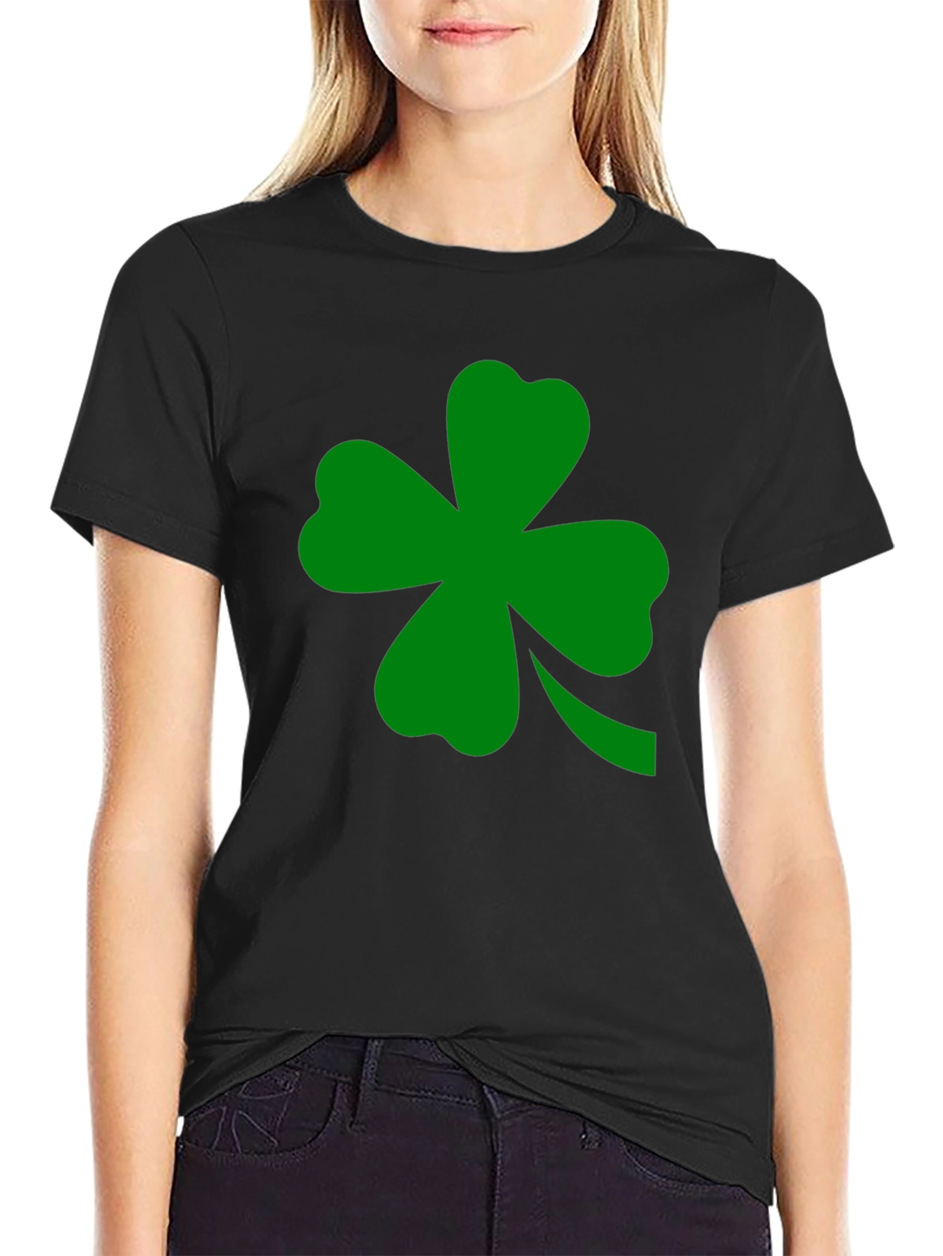St. Patricks Day Clover Graphic Tee - Black