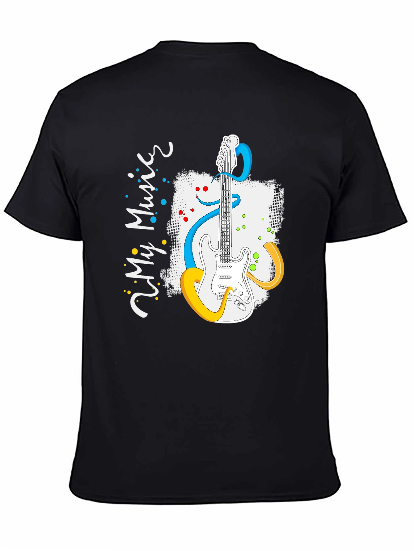 My Music Guitar Graphic Tee - Black Cotton T-Shirt