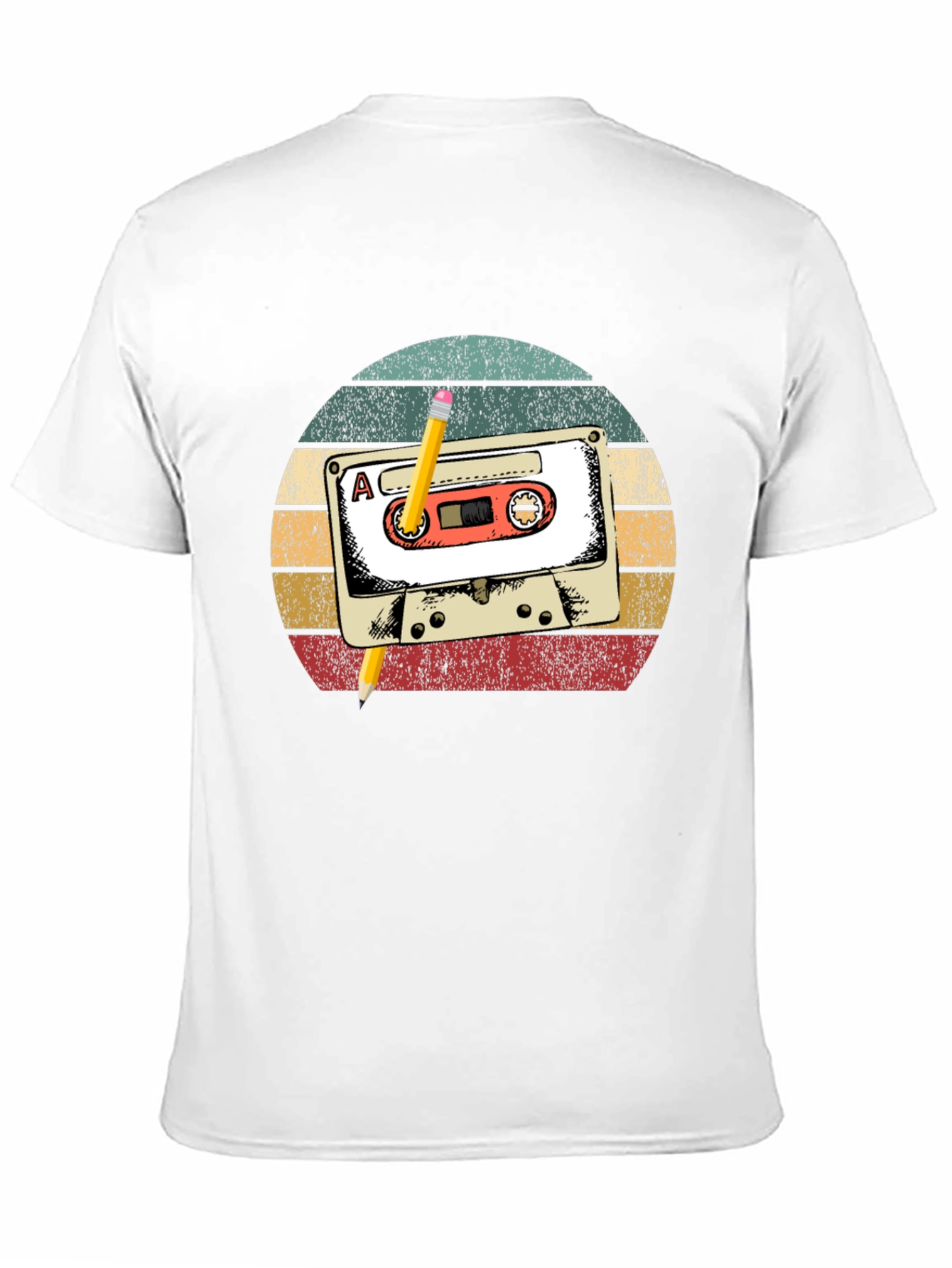 Retro Cassette Tape & Pencil Graphic T-Shirt