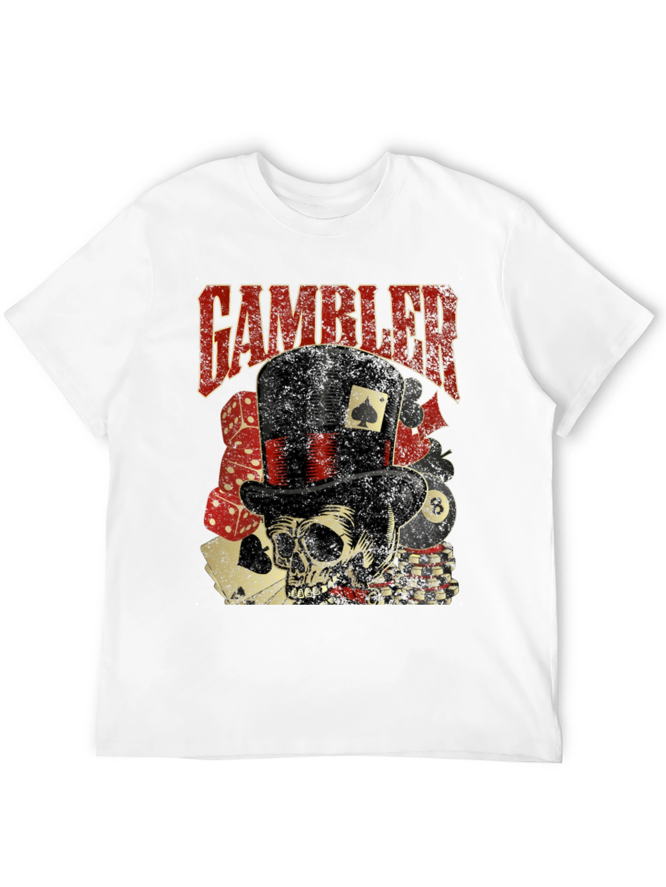Gambler Skull Graphic T-Shirt - Black