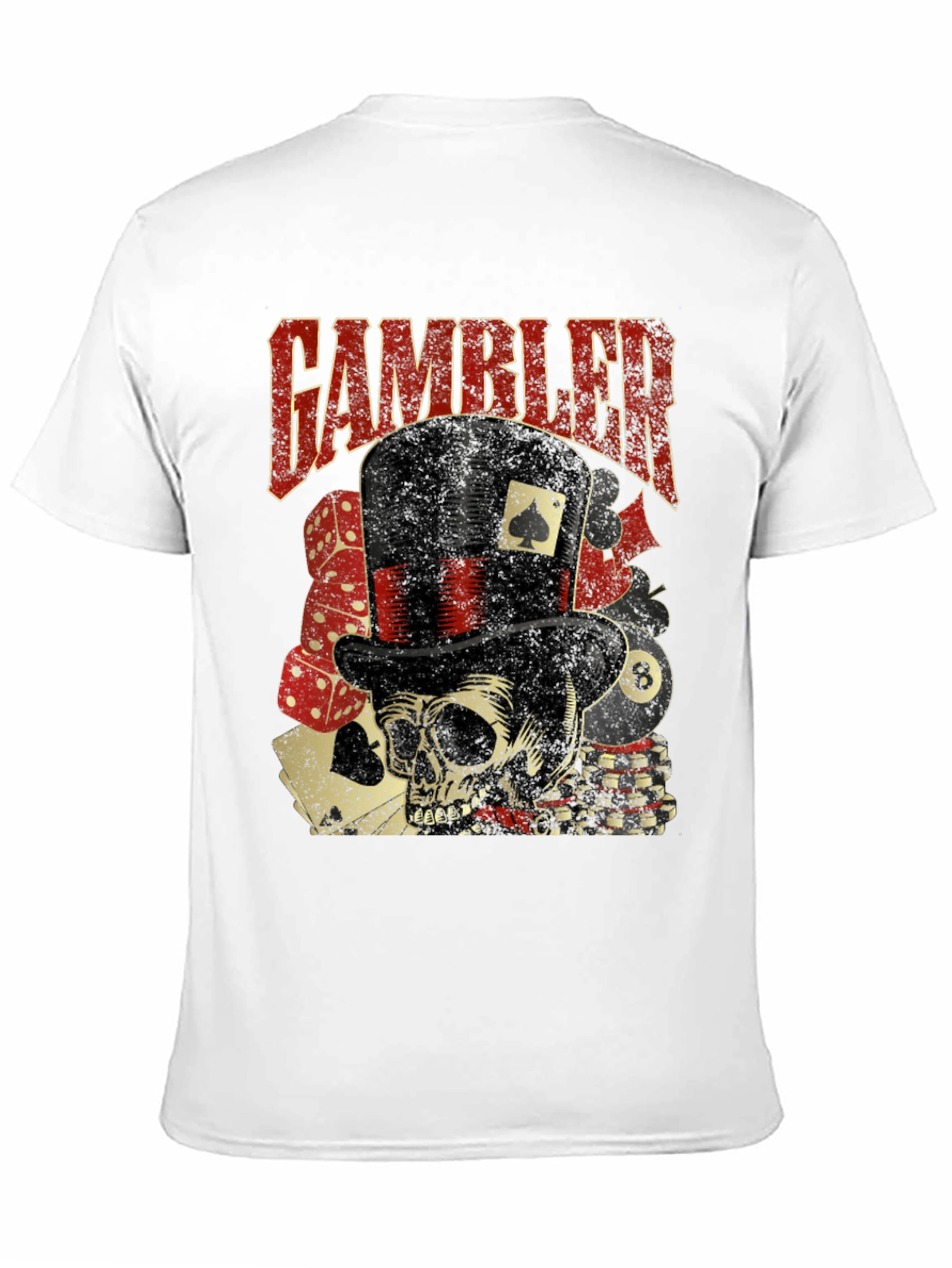Gambler Skull Graphic T-Shirt - Black