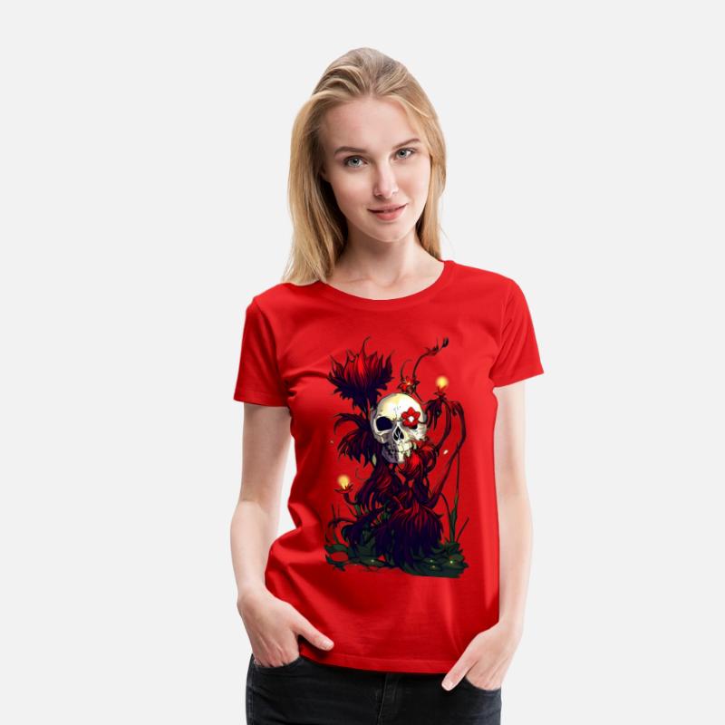 Radiant Decay A Skull Surrounded by Red Flowers