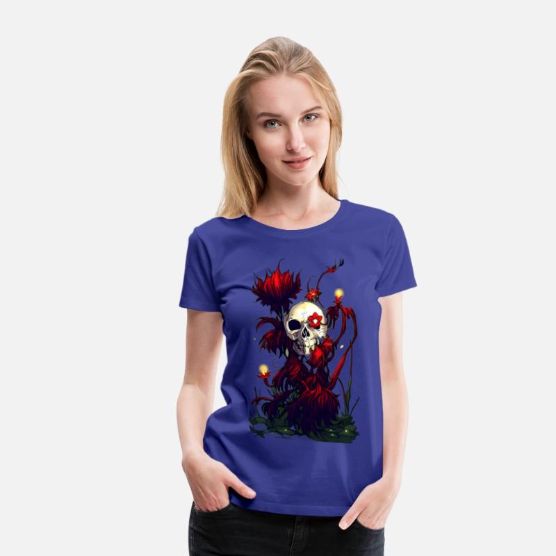 Radiant Decay A Skull Surrounded by Red Flowers