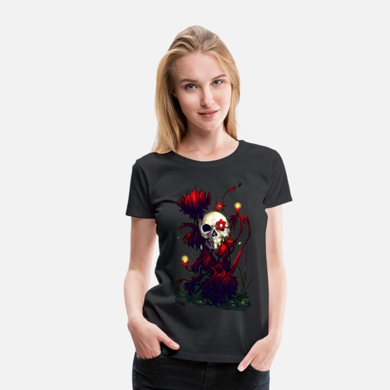 Radiant Decay A Skull Surrounded by Red Flowers