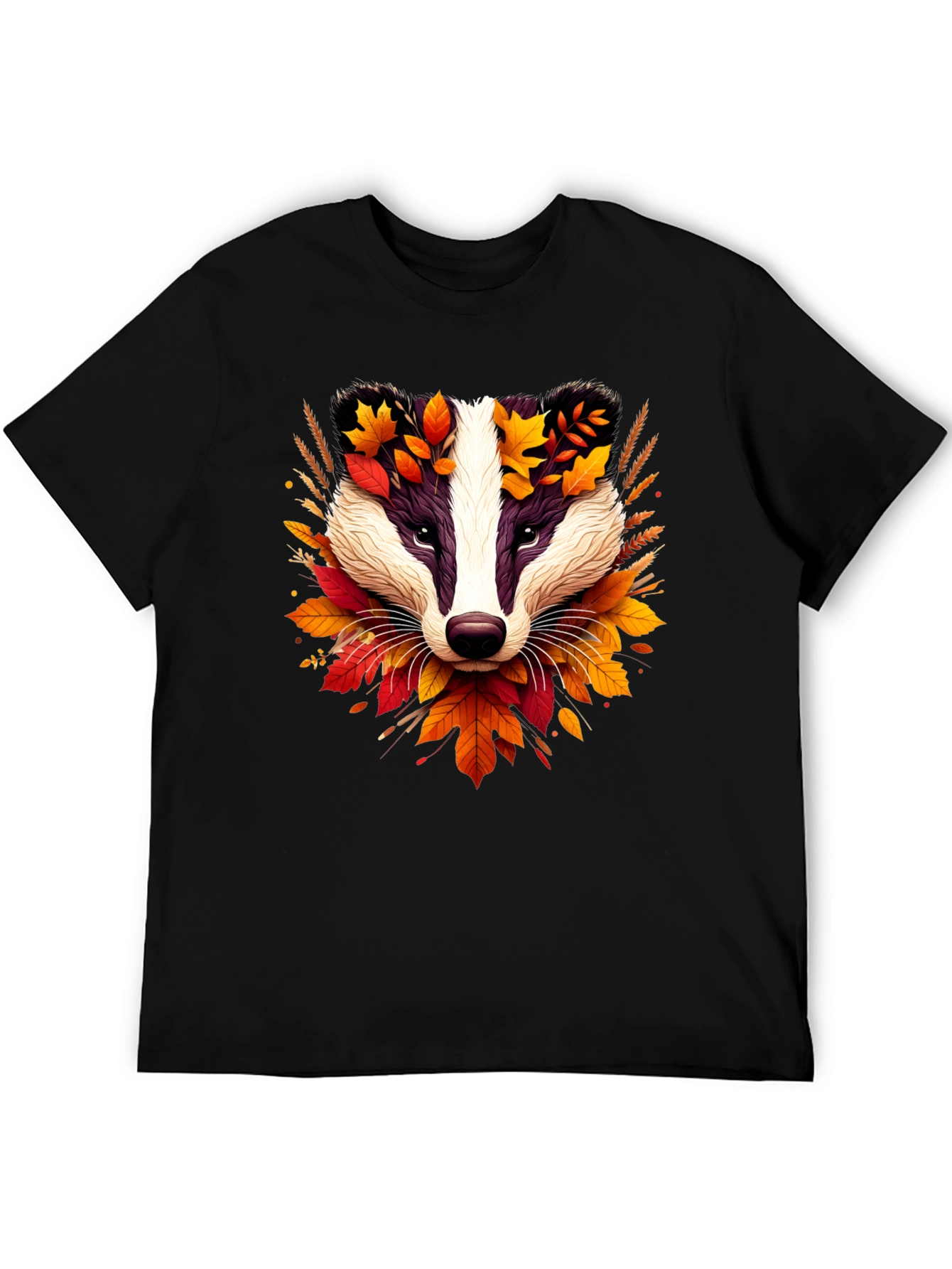 Autumn Badger Graphic Tee - Nature Inspired Design