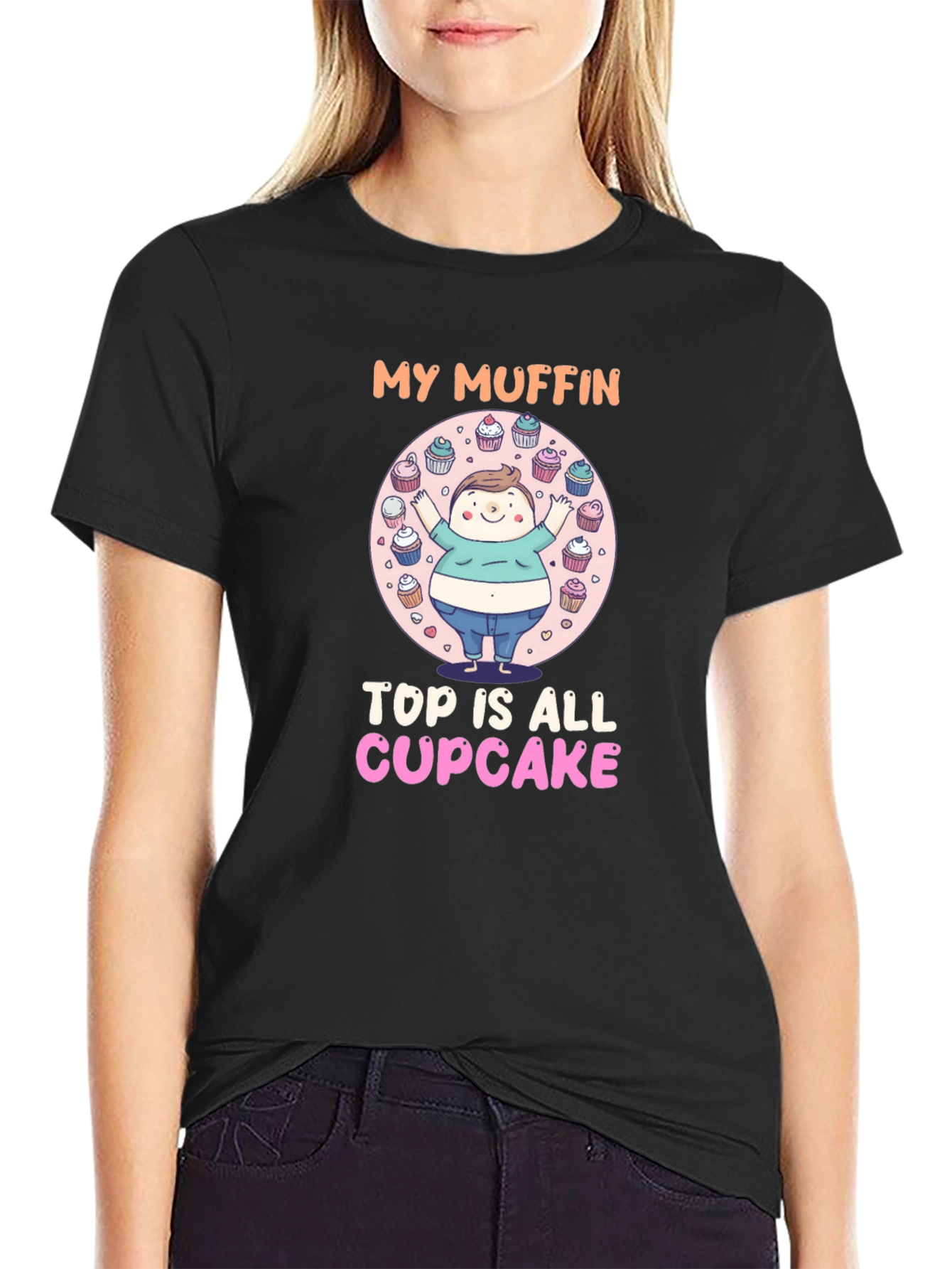 My Muffin Top is All Cupcake Black T-Shirt