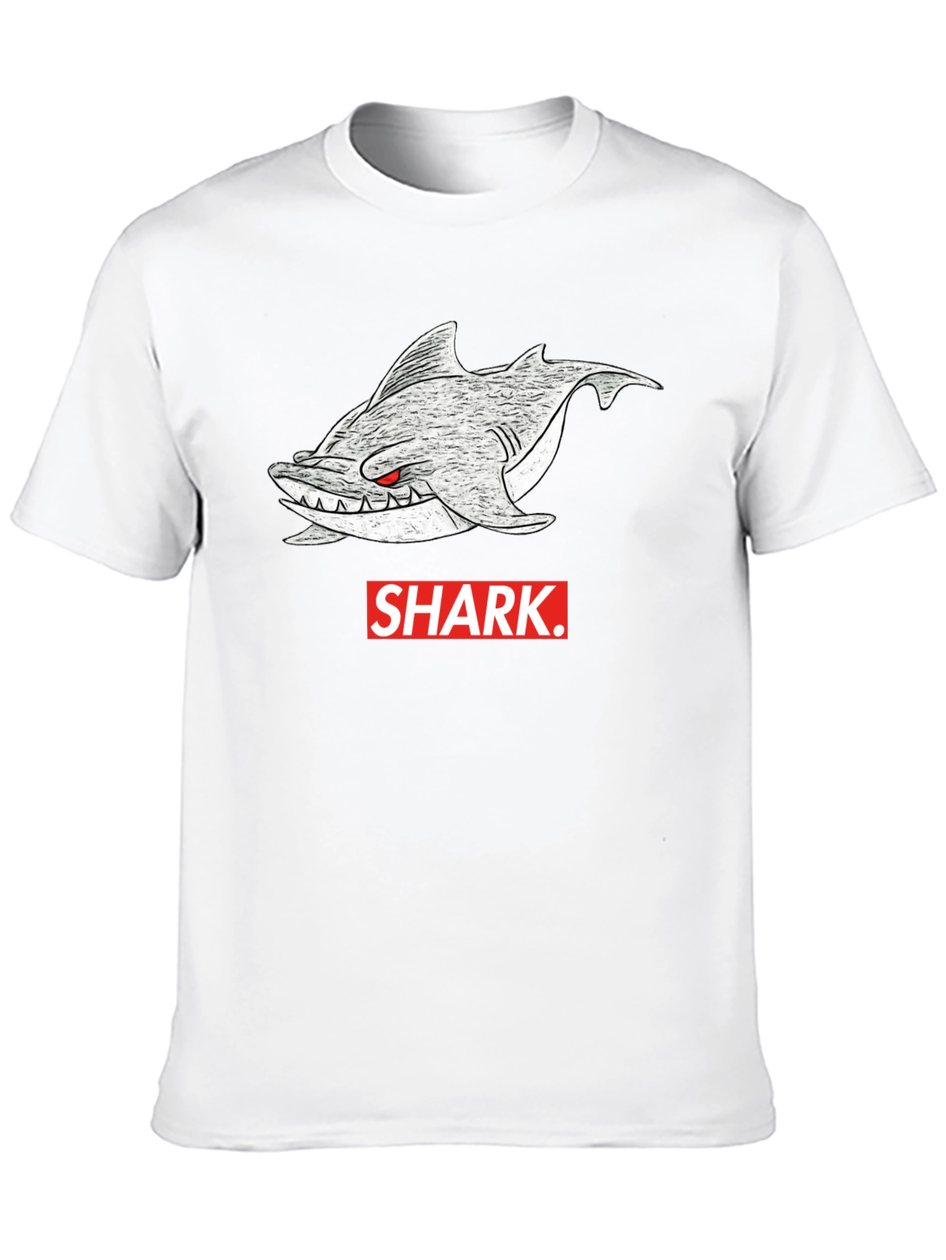 Shark Graphic Tee - Mens Black Cotton T-Shirt