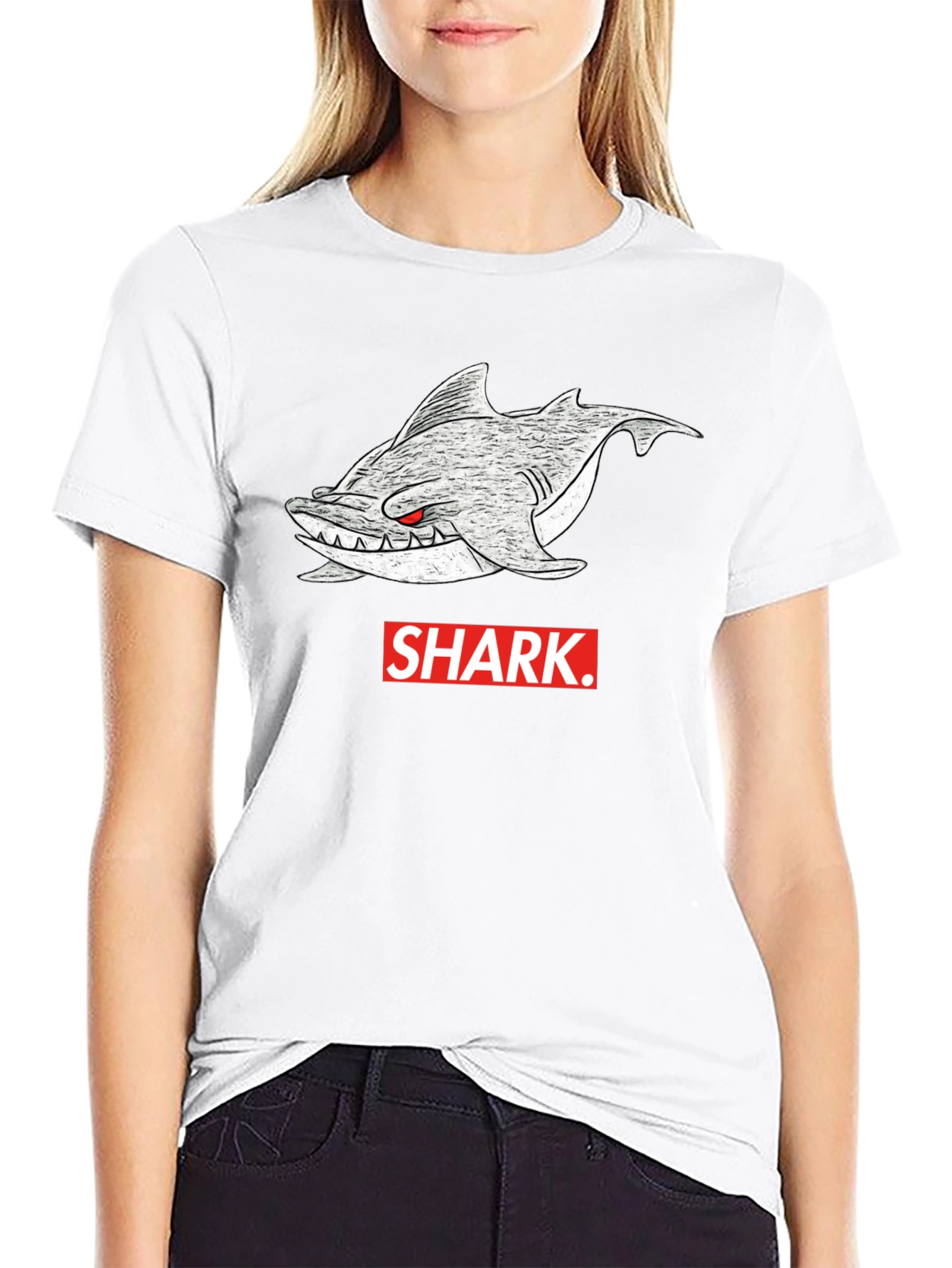 Shark Graphic Tee - Mens Black Cotton T-Shirt