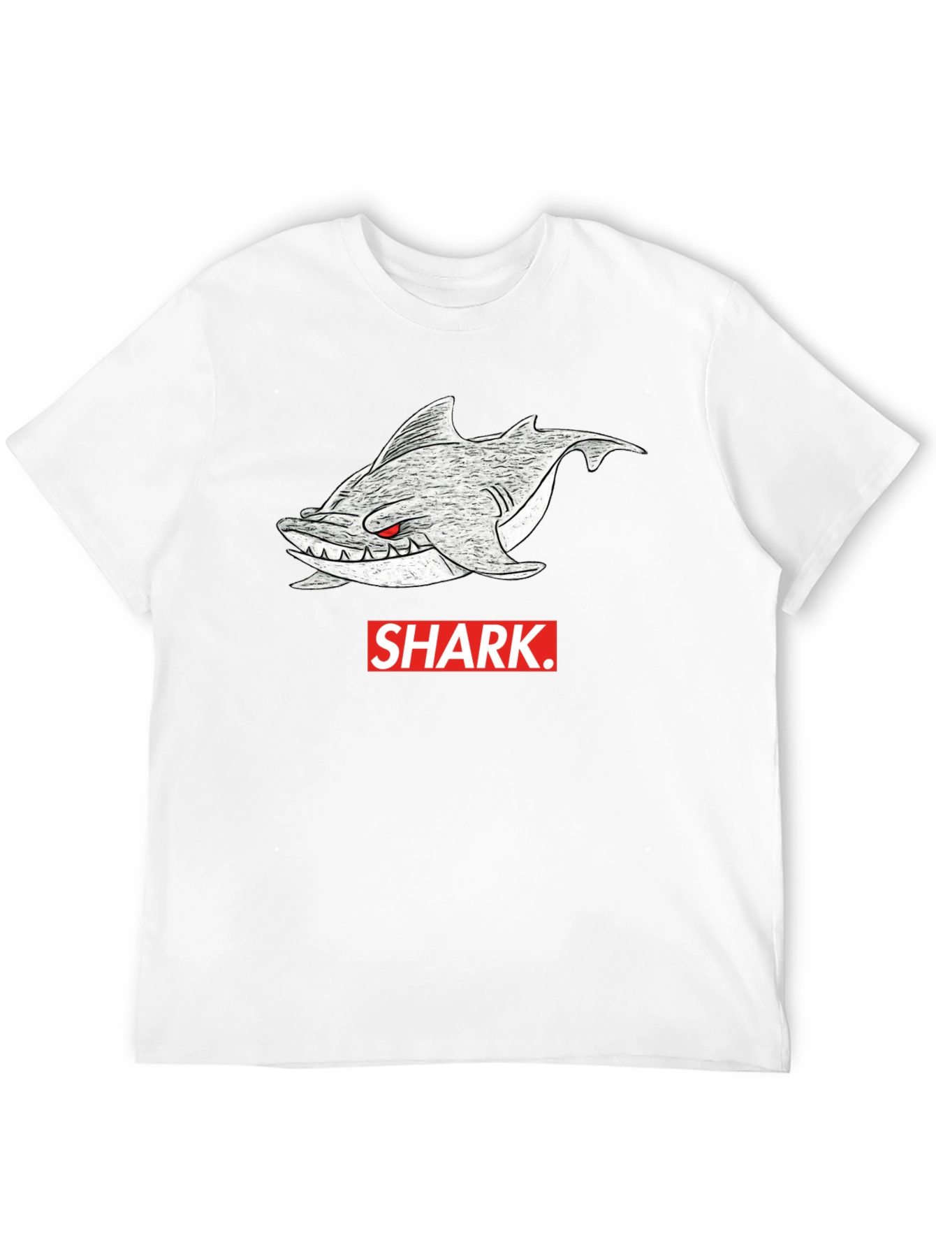 Shark Graphic Tee - Mens Black Cotton T-Shirt