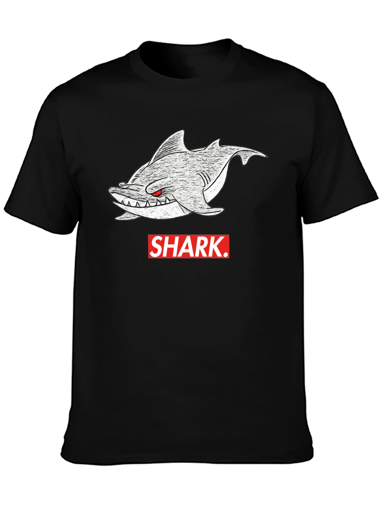 Shark Graphic Tee - Mens Black Cotton T-Shirt