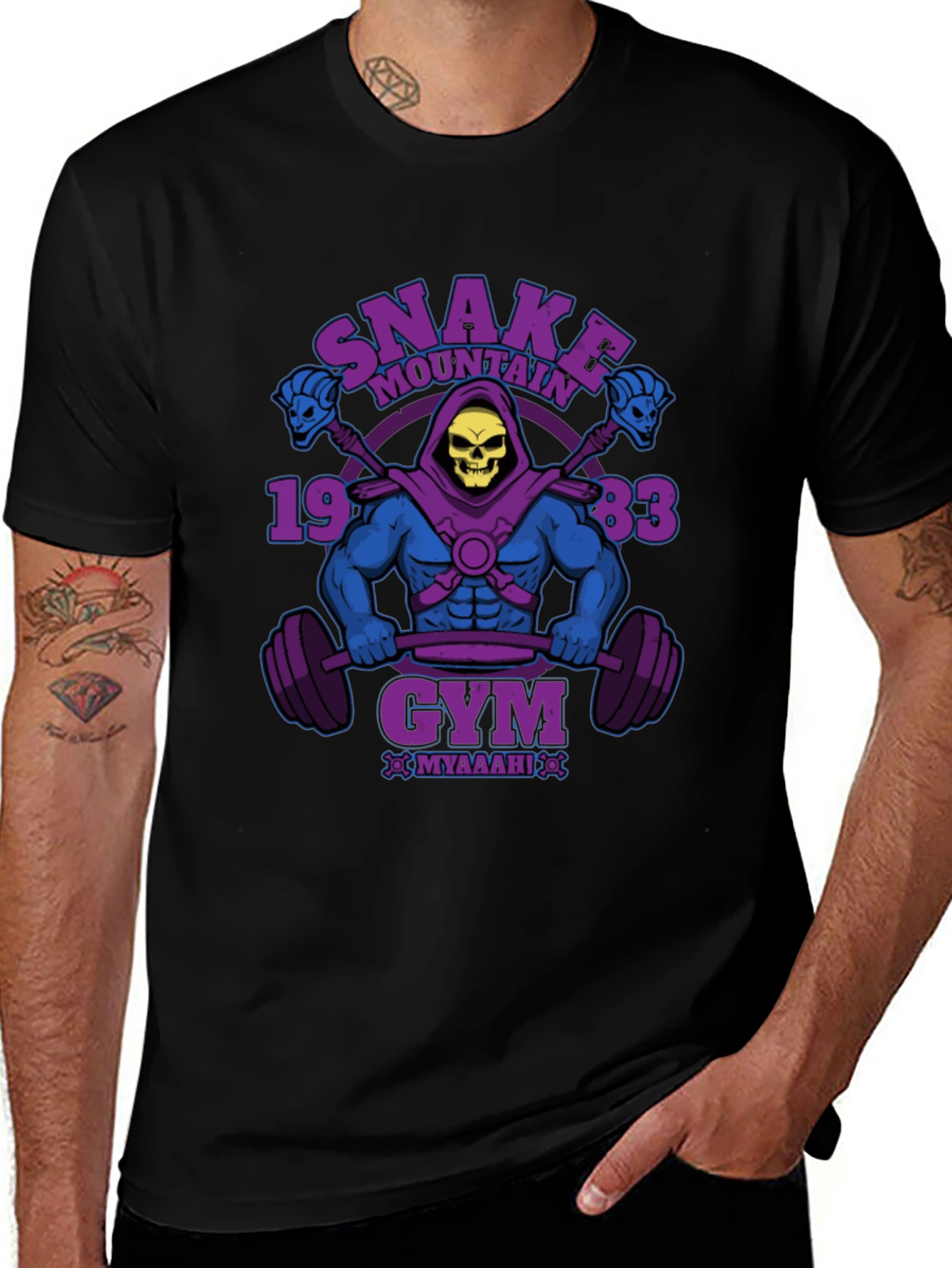 Skeletor Snake Mountain Gym Black T-Shirt