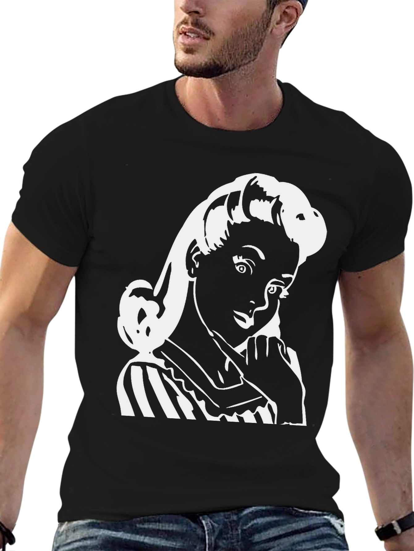 Retro Girl Graphic T-Shirt - Classic Black Tee